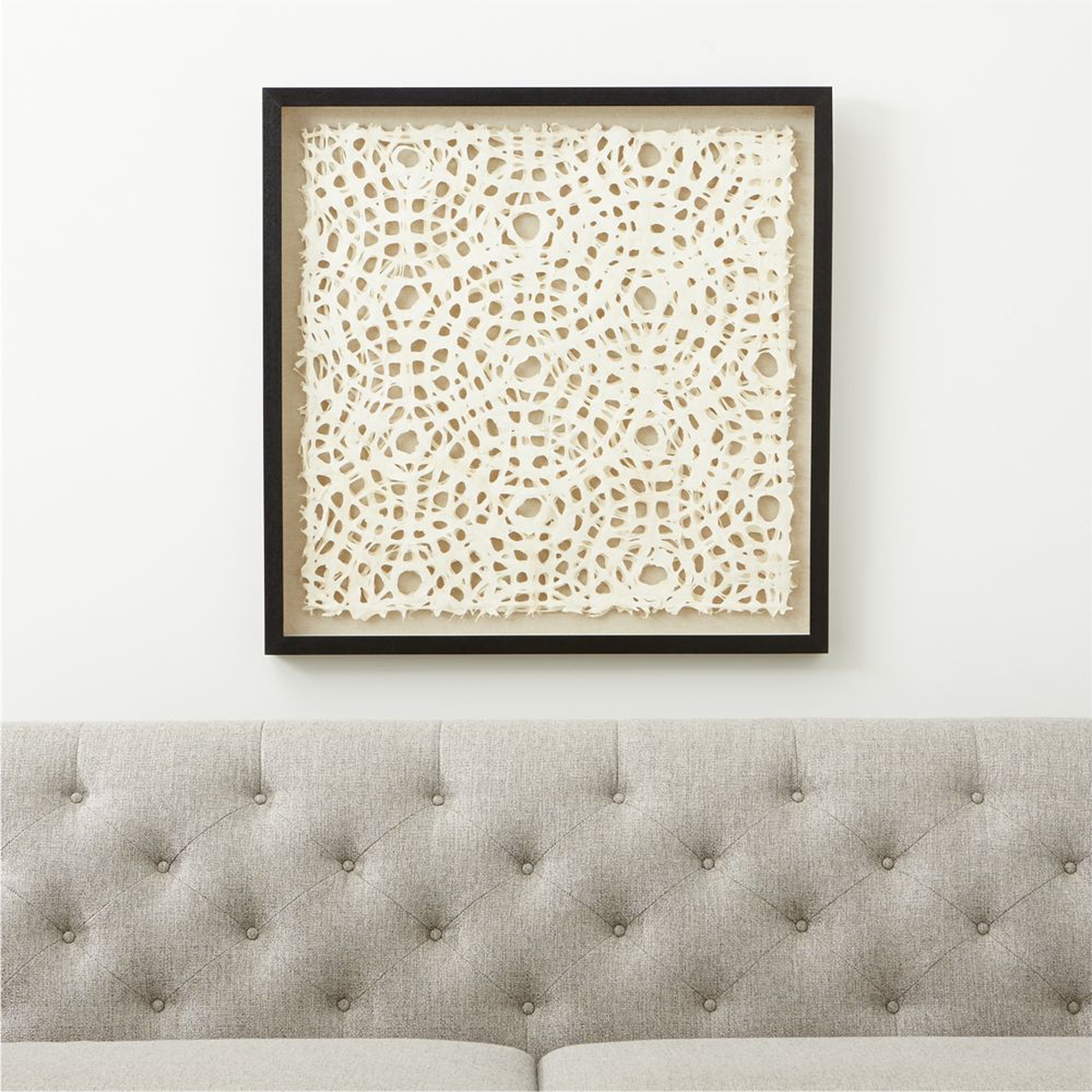 "Natural Circles" Framed Hand-Crafted Paper Wall Art 31.5"x1.8" - Crate and Barrel