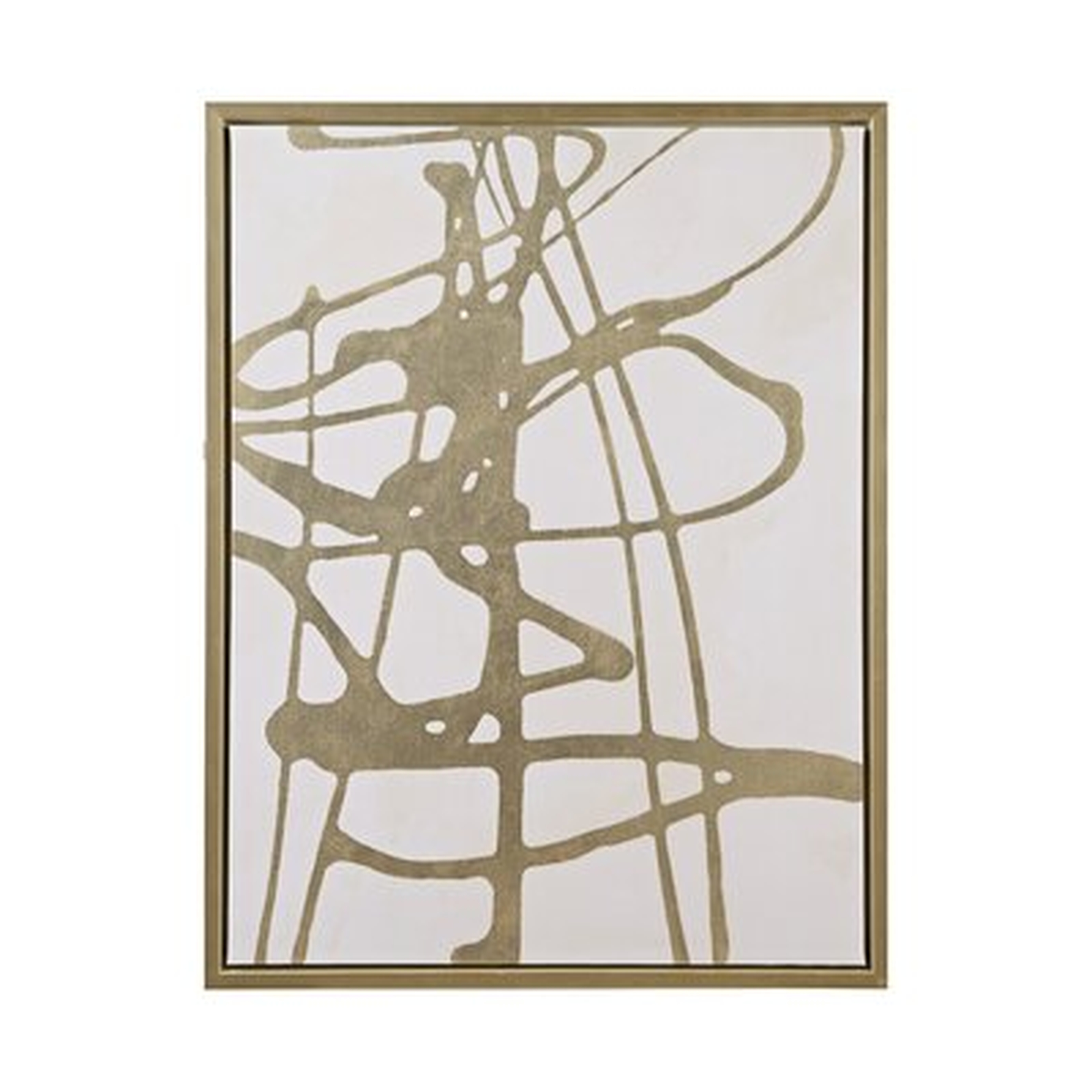 Study In Gold & White Framed Canvas With Gold Foil ( 33.81'' H x 25.81'' W) - Wayfair