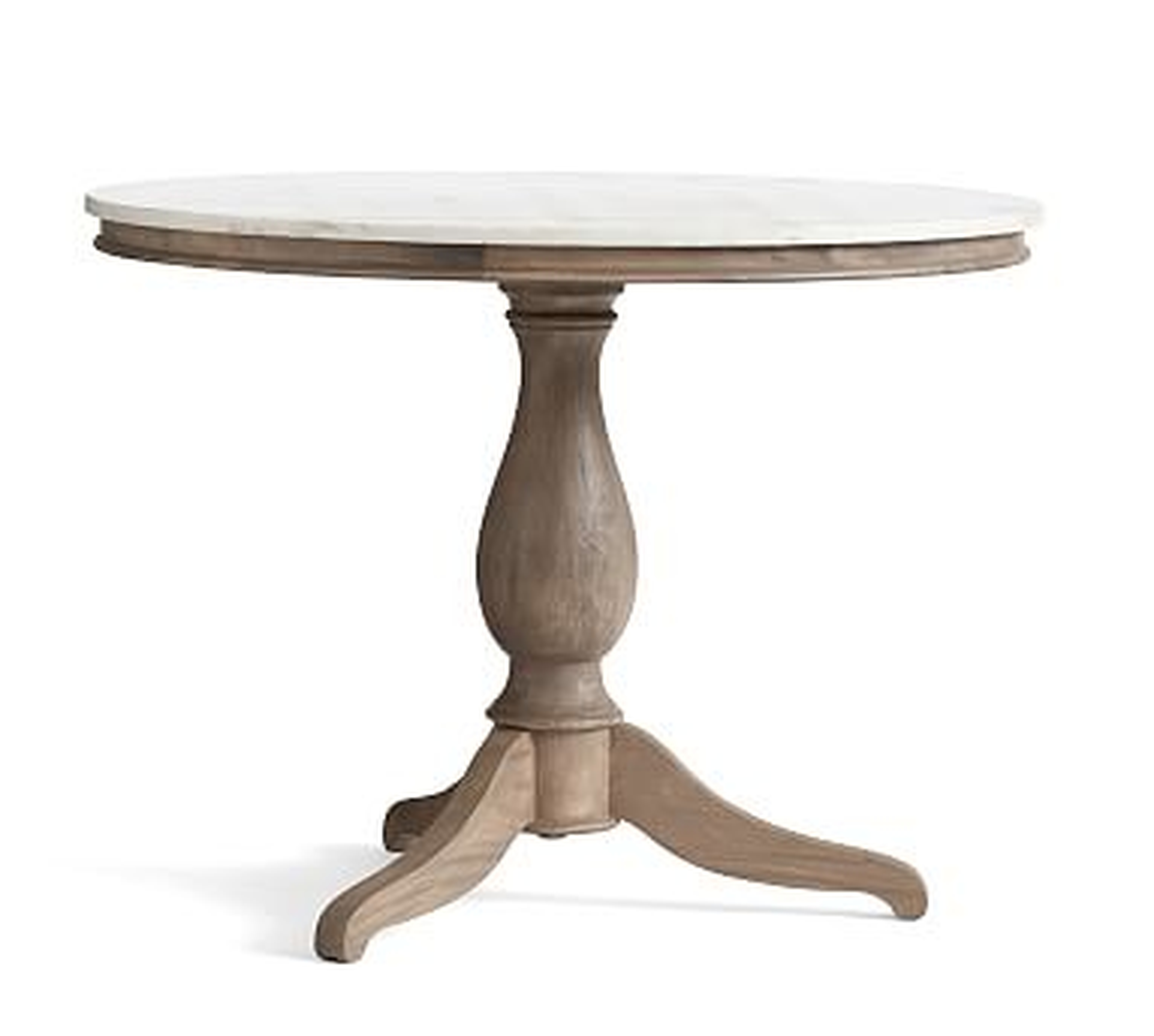 Alexandra Round Marble Pedestal Dining Table, Gray Wash, 39" D - Pottery Barn