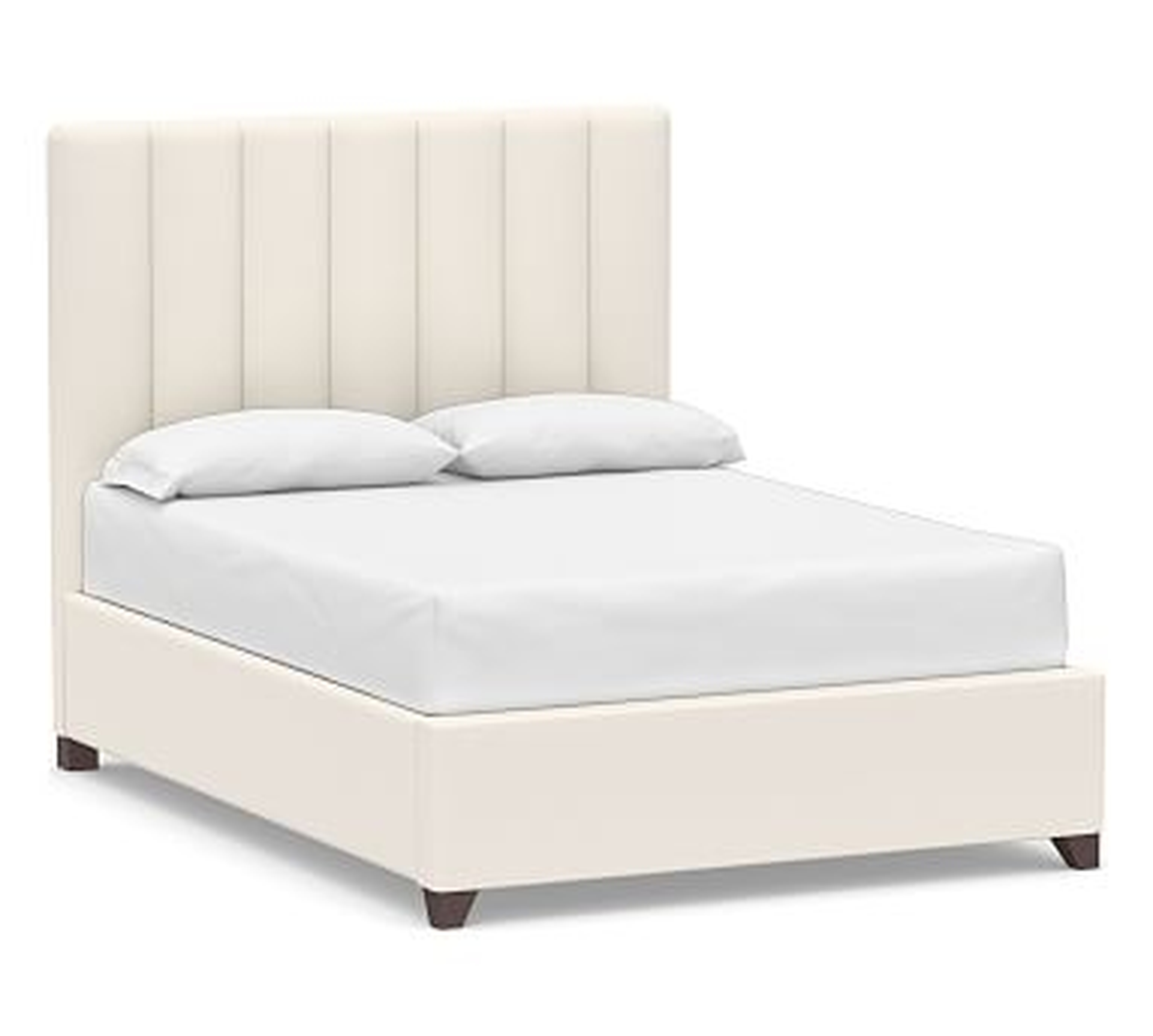 Kira Channel Tufted Upholstered Bed, King, Performance Chateau Basketweave Ivory - Pottery Barn