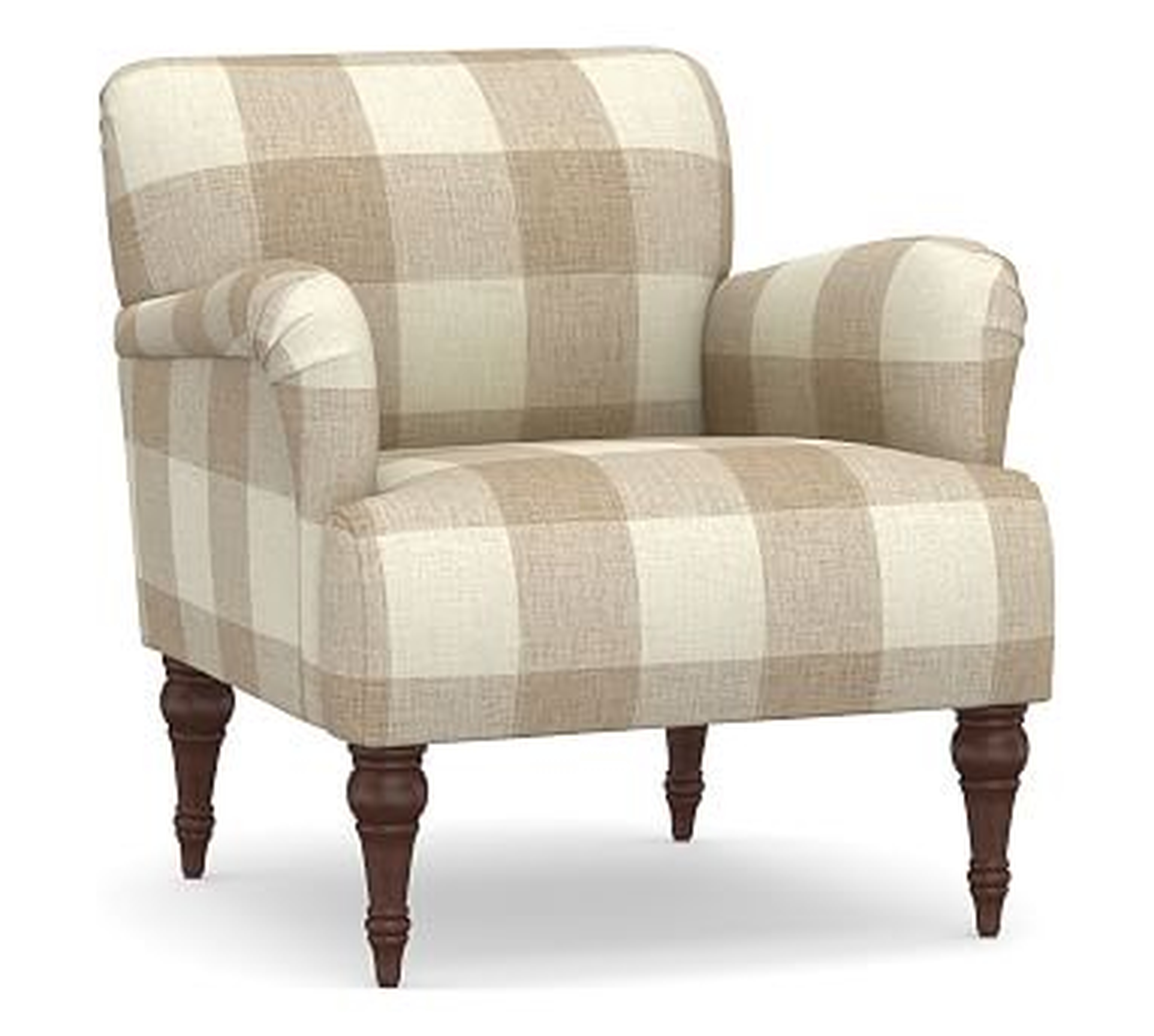 Hadley Upholstered Armchair, Polyester Wrapped Cushions, Vintage Grainsack Buffalo Neutral - Pottery Barn