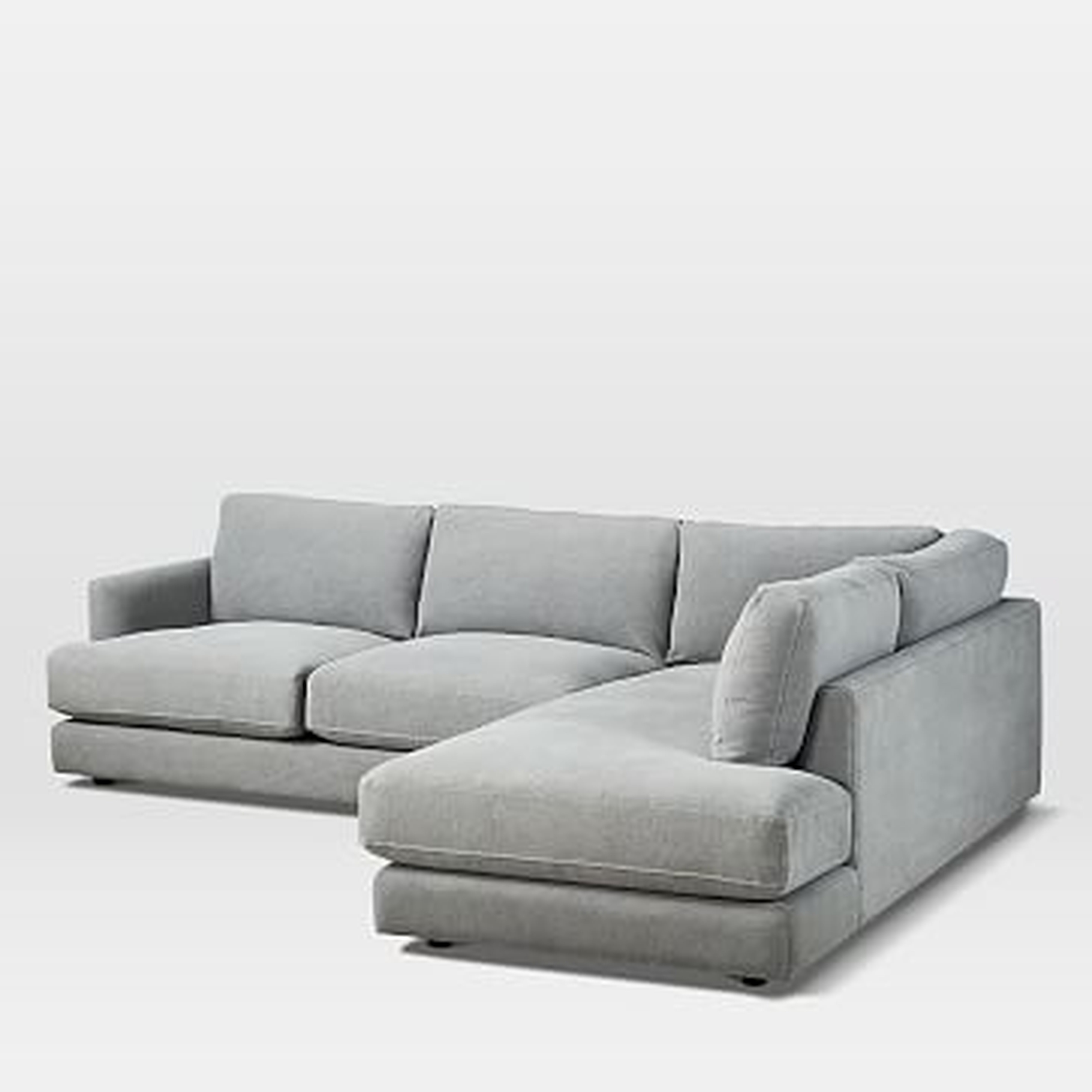 Haven Sectional 1, Left Arm Sofa, Right Arm Terminal, Performance Washed Canvas, Gray - West Elm