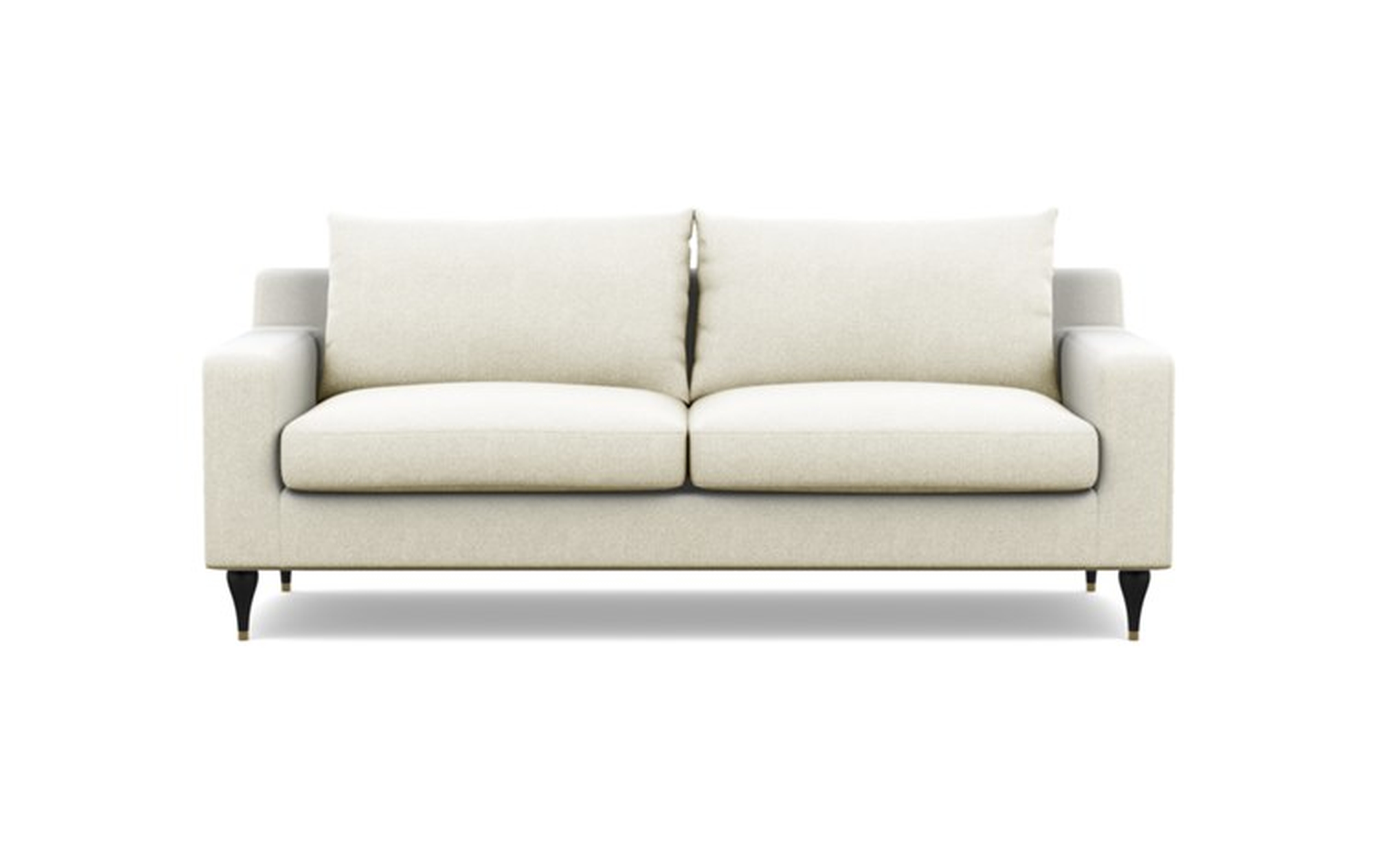 Sloan Sofa with Vanilla Fabric and Matte Black with Brass Cap legs - Interior Define