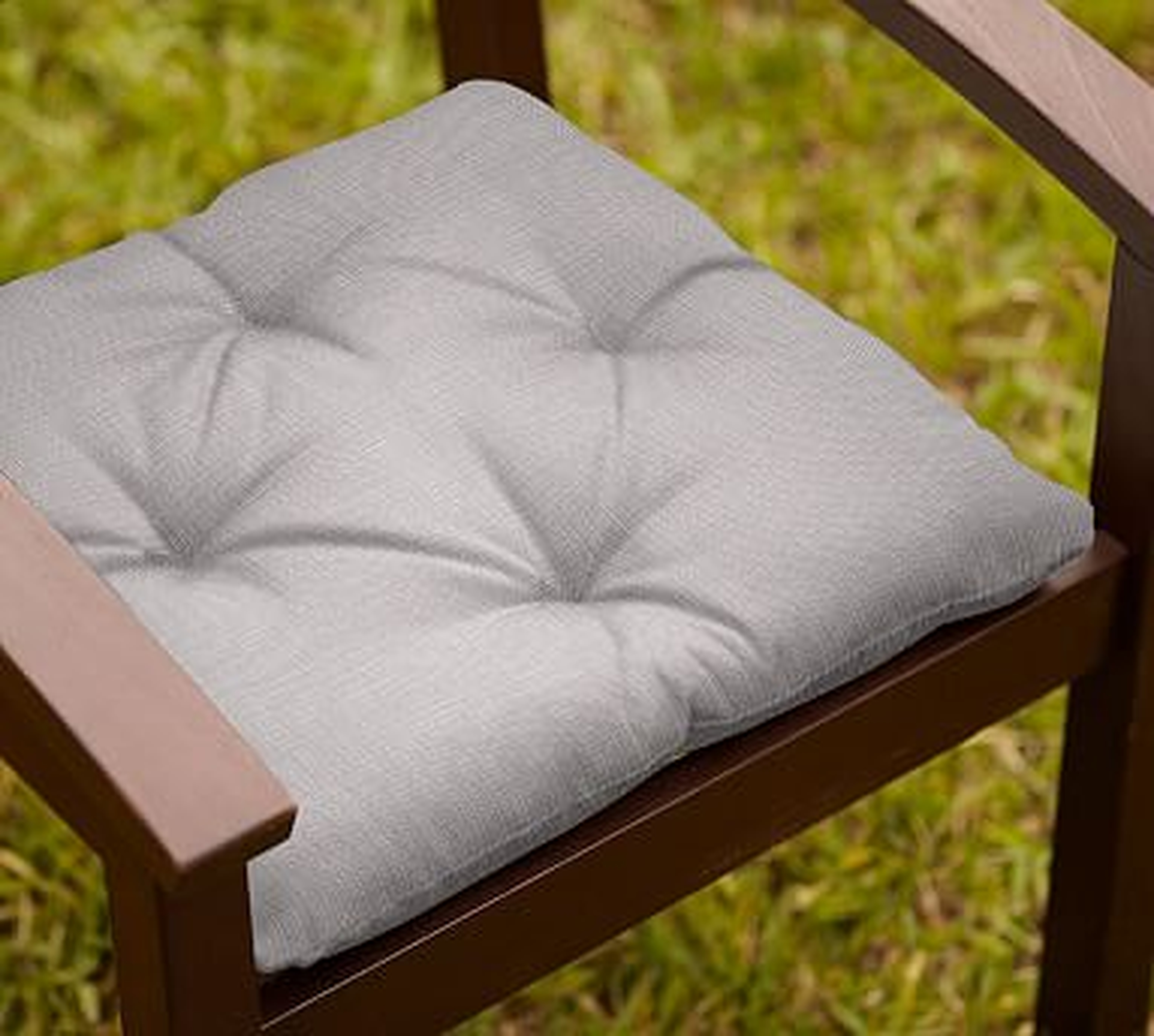 Tufted Outdoor Dining Chair Cushion, Sunbrella(R) Silver - Pottery Barn