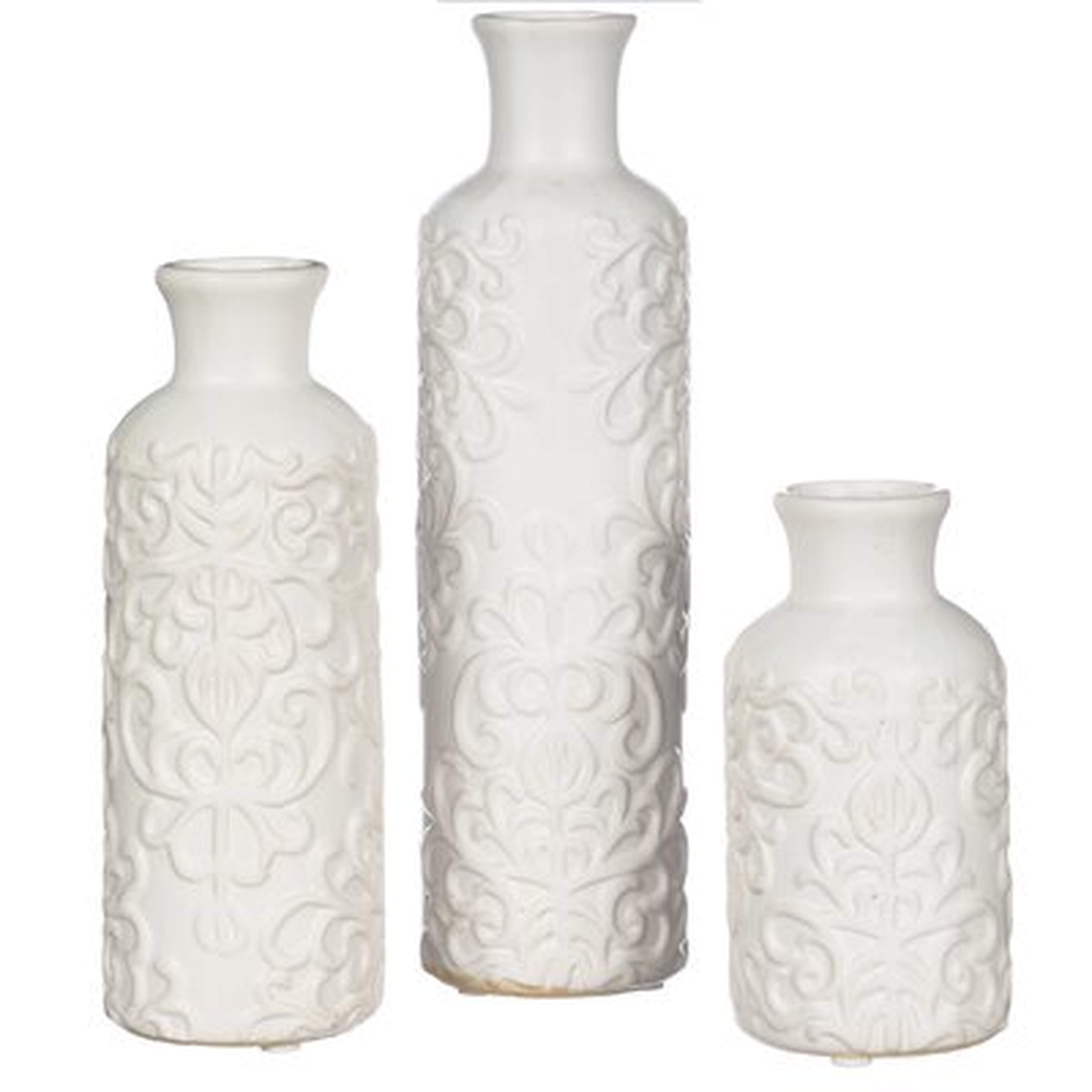 Smiley Scroll Embossed Ceramic 3 Piece Table Vase Set - Wayfair