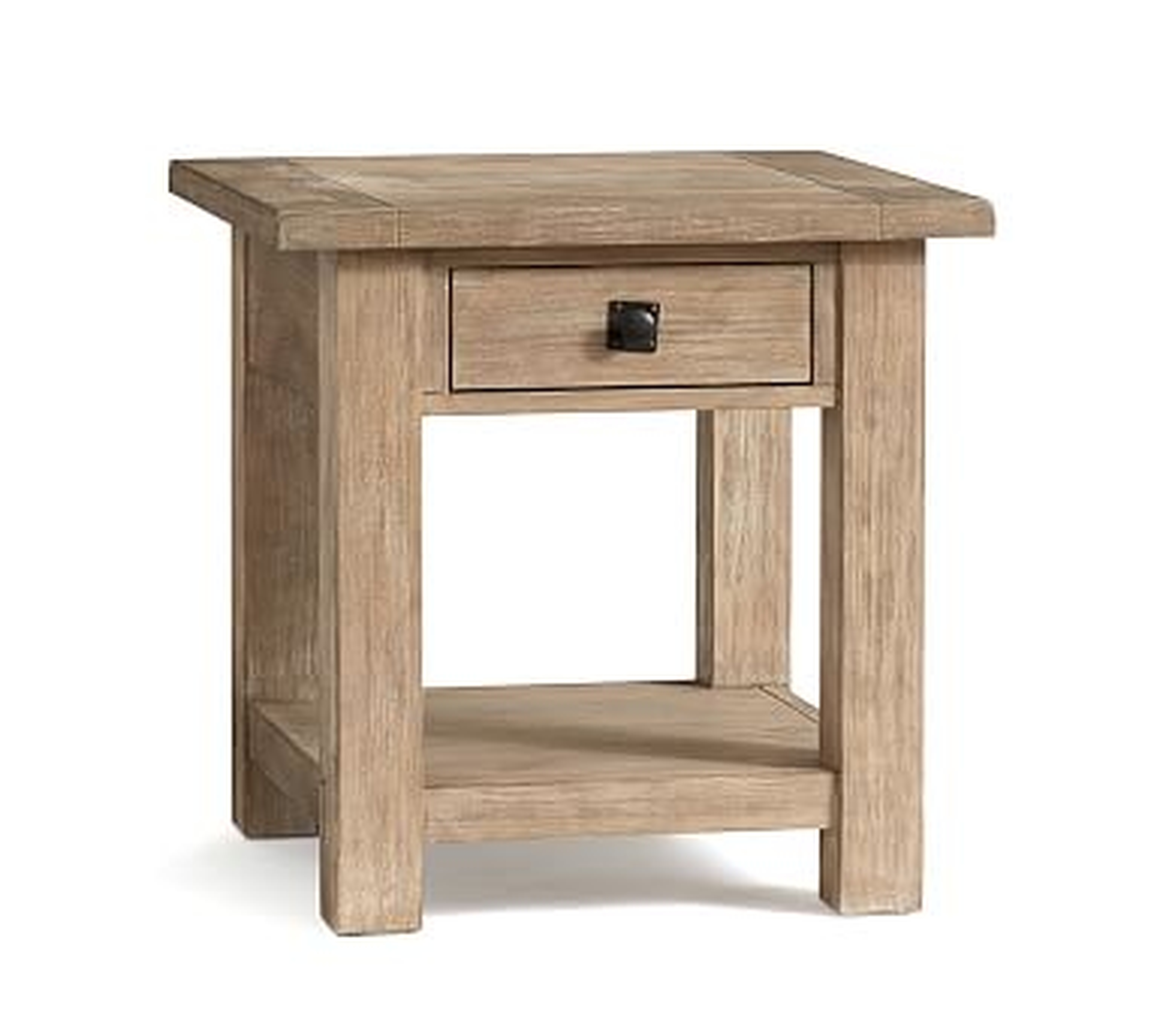 Benchwright Square Wood End Table with Drawer, Seadrift - Pottery Barn