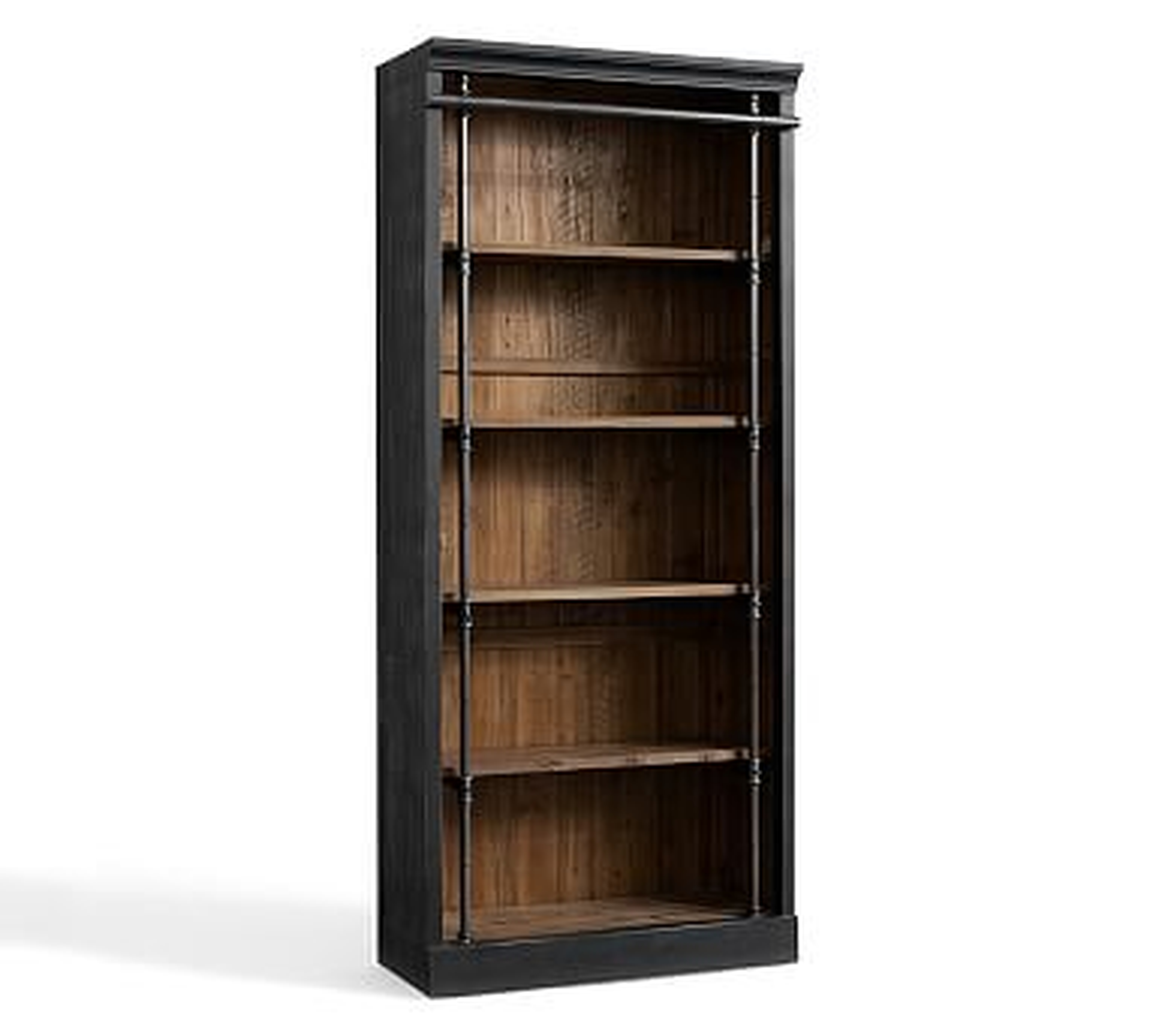 Gavin Reclaimed Wood Bookcase, Crafted Black/Natural Pine, 39.5"L x 90.5"H - Pottery Barn