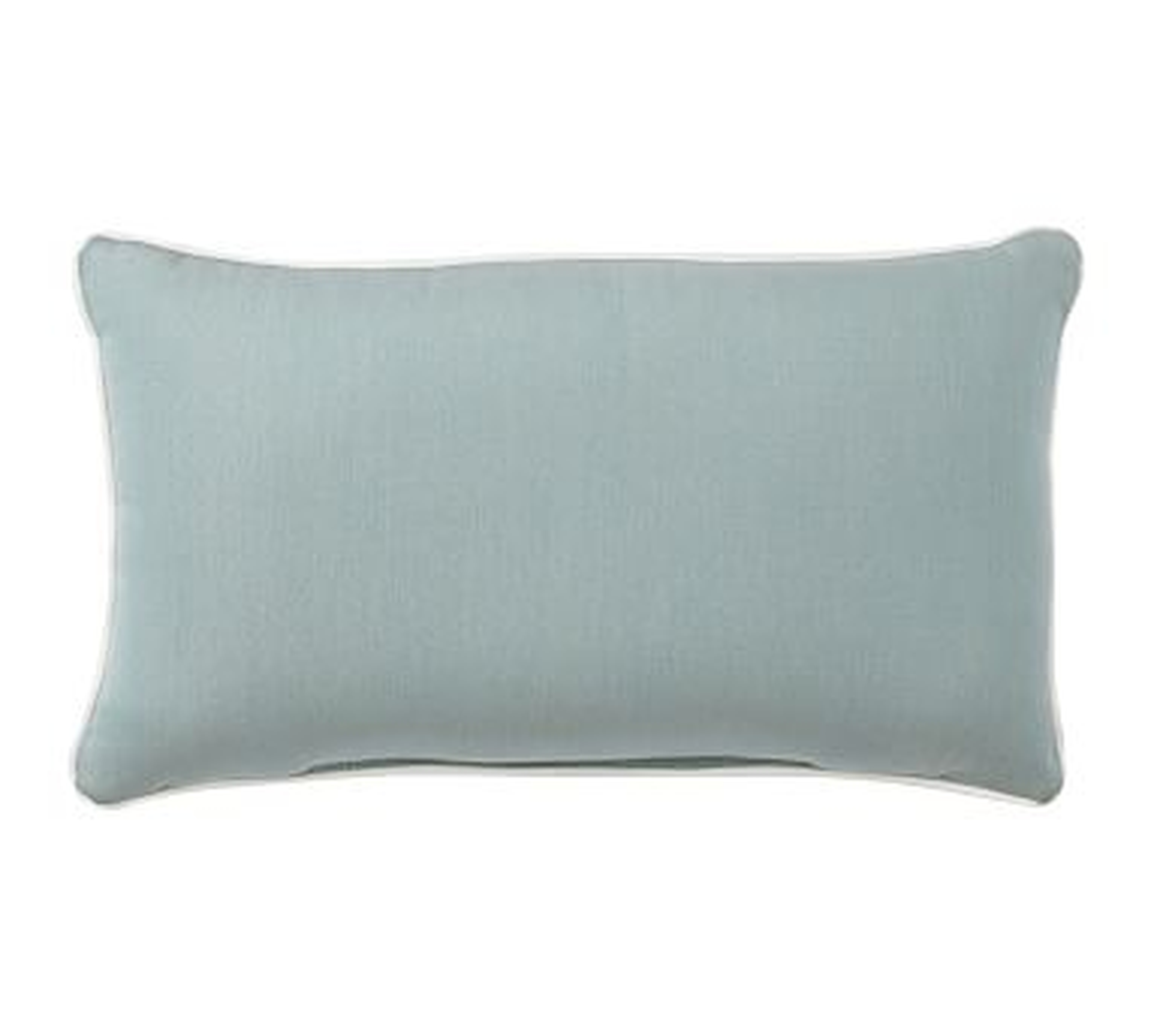 Sunbrella(R), Contrast Piped Solid Outdoor Lumbar Pillow, 16 x 24", Spa - Pottery Barn