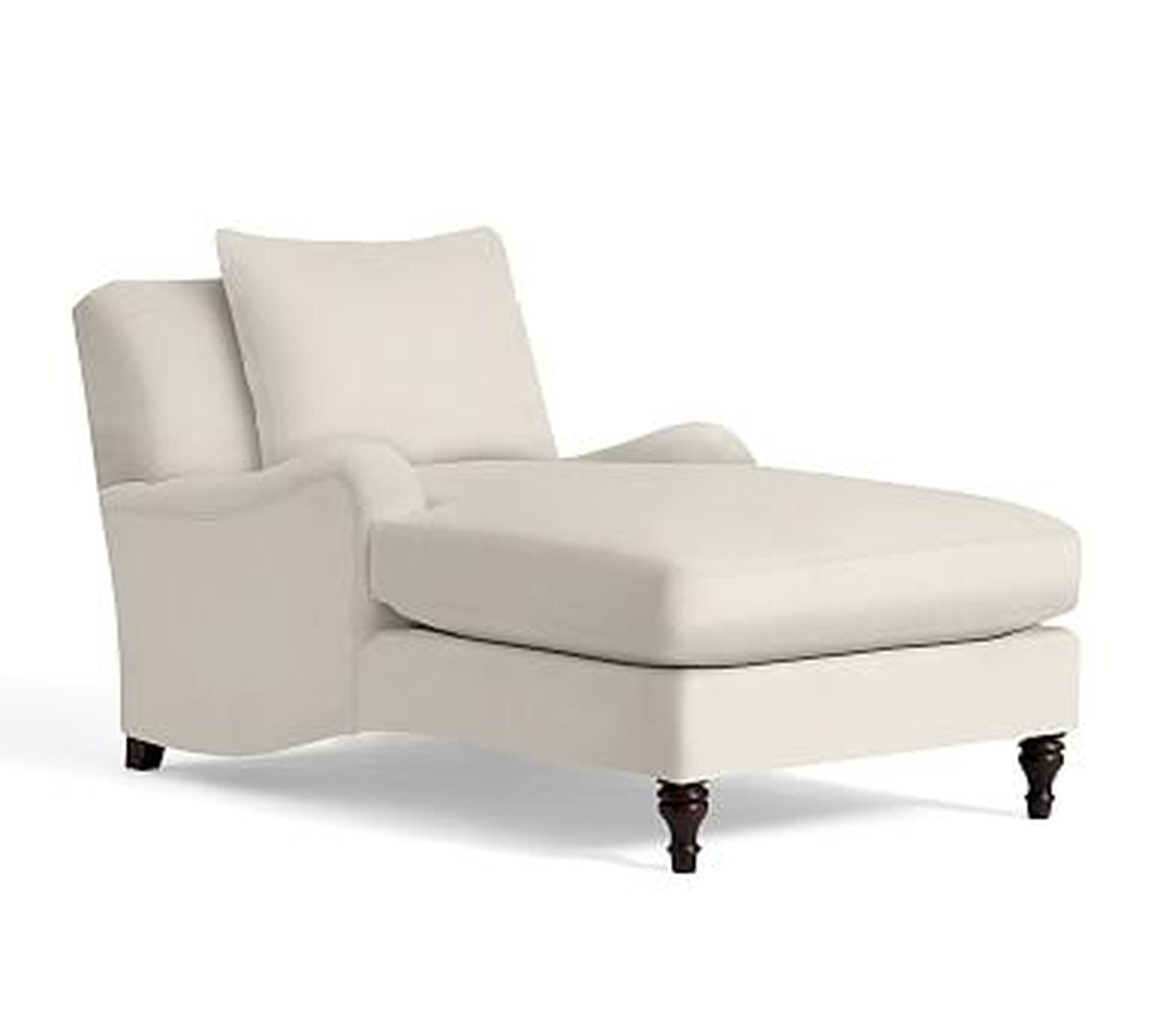 Carlisle English Arm Upholstered Chaise Lounge, Polyester Wrapped Cushions, Performance Everydaysuede(TM) Stone - Pottery Barn