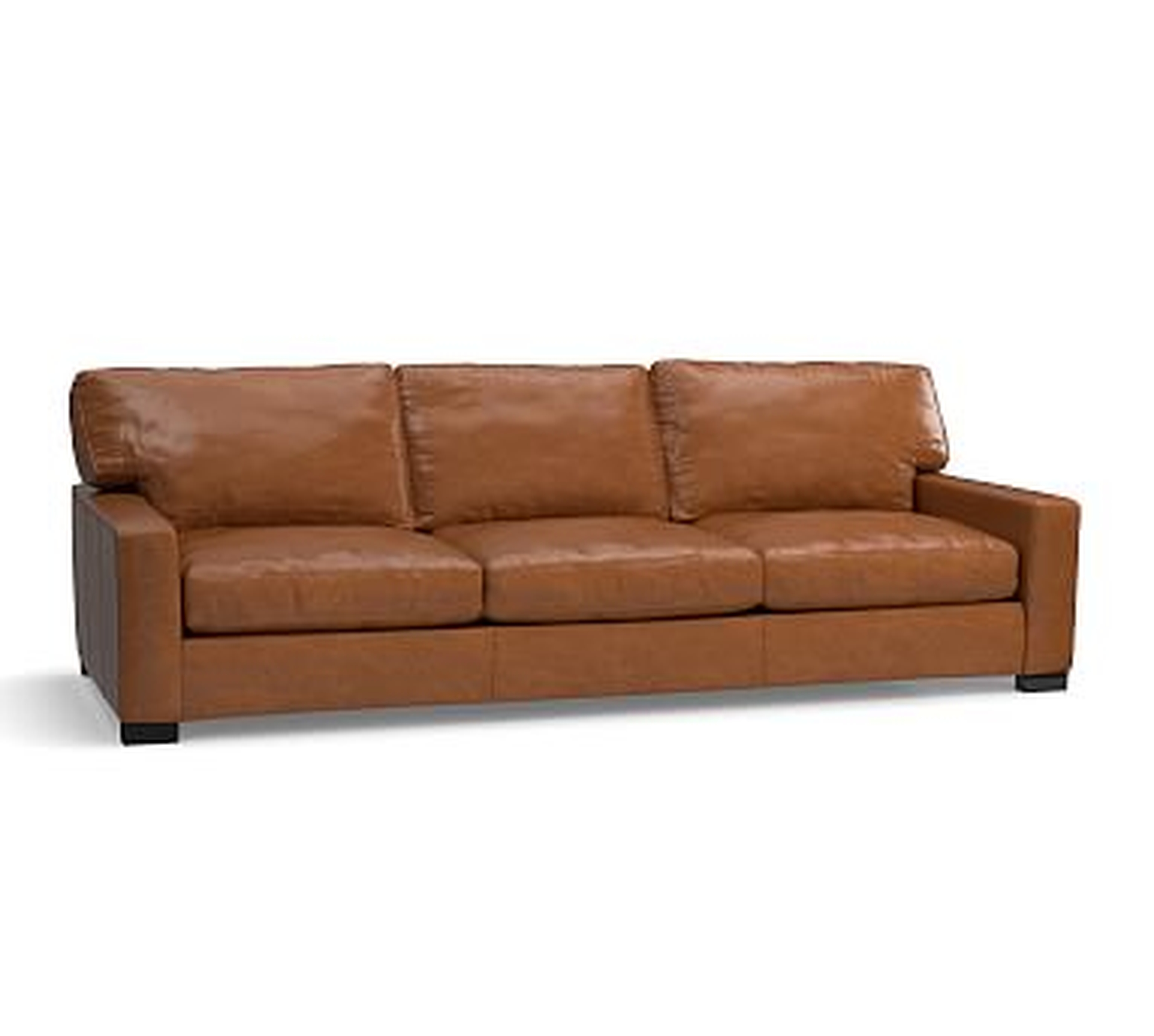 Turner Square Arm Leather Grand Sofa 103.5", Down Blend Wrapped Cushions, Vintage Caramel - Pottery Barn