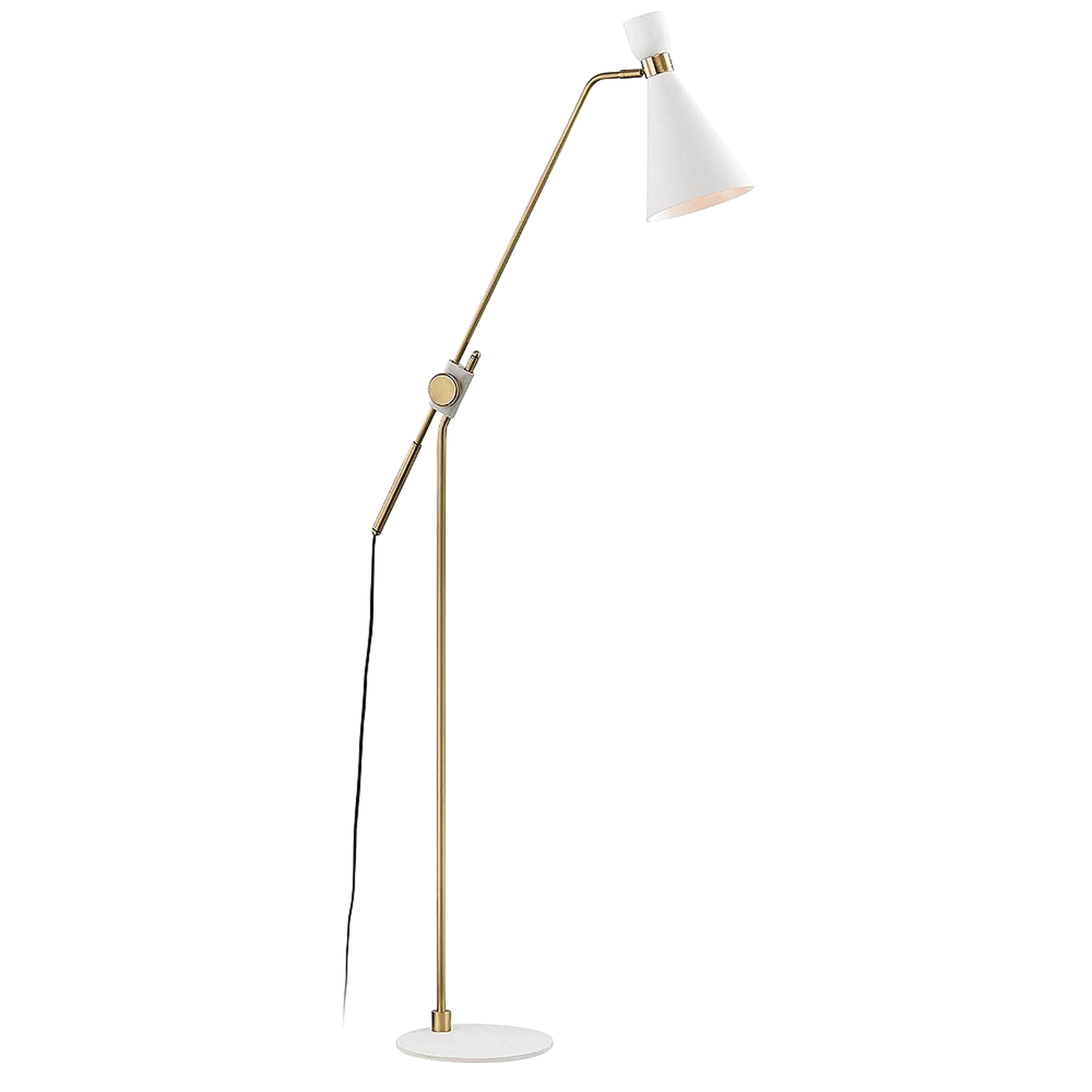 Mitzi Willa Aged Brass and White Adjustable Arm Floor Lamp - Style # 69V77 - Lamps Plus