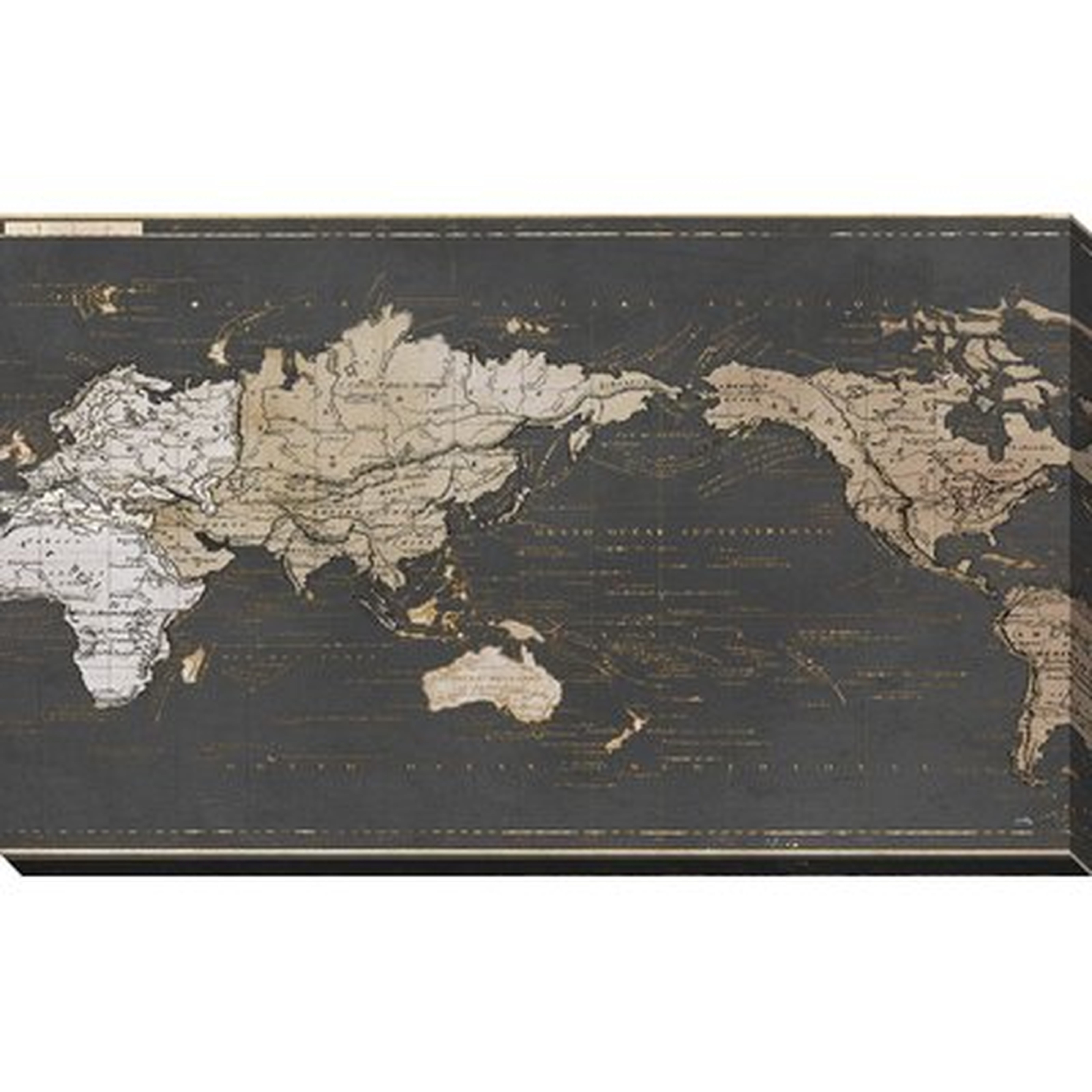 'World Map in Gold and Gray' Graphic Art Print - Wayfair