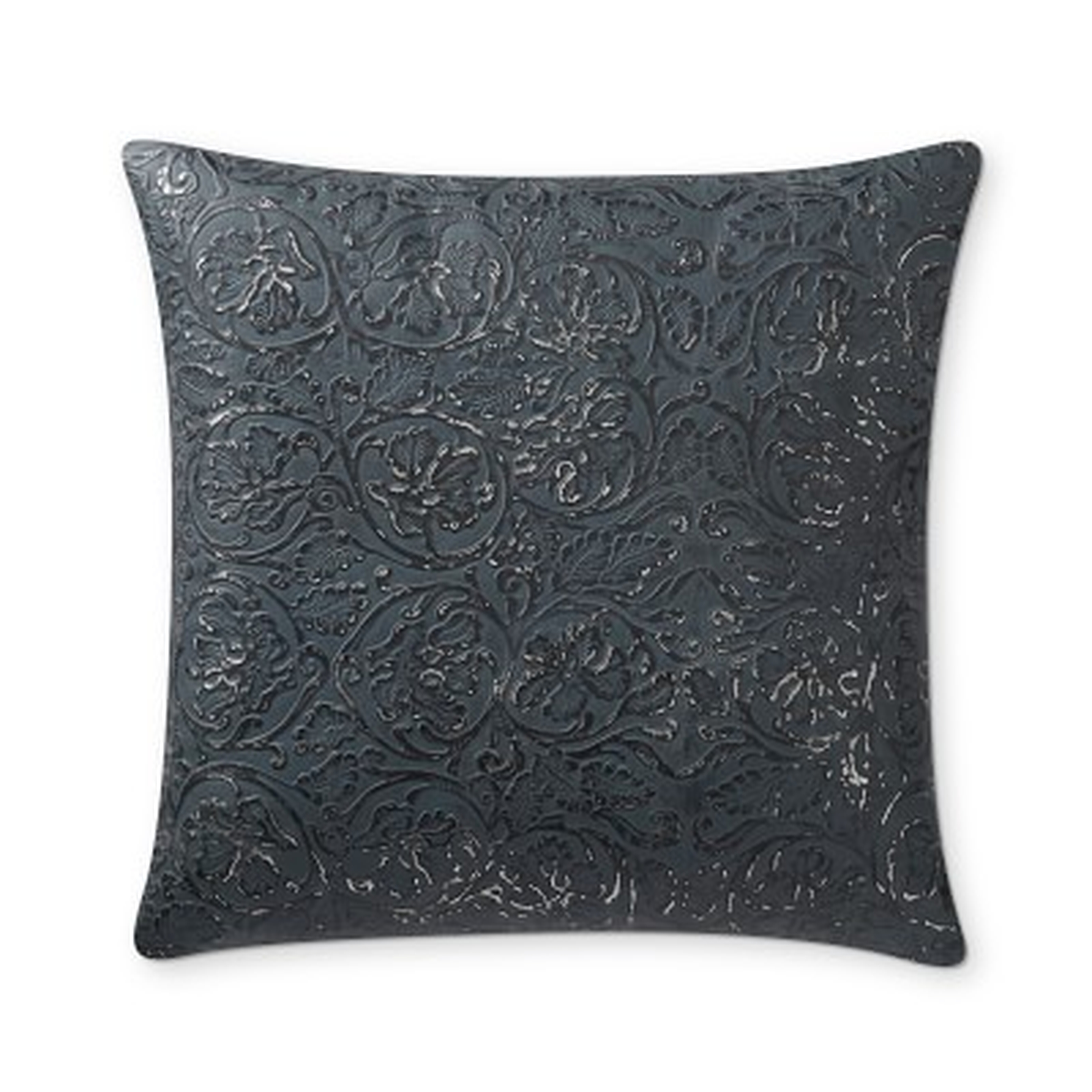 Rob and Lydia Mondavi Flora Leather Pillow Cover, 18" X 18", Navy - Williams Sonoma