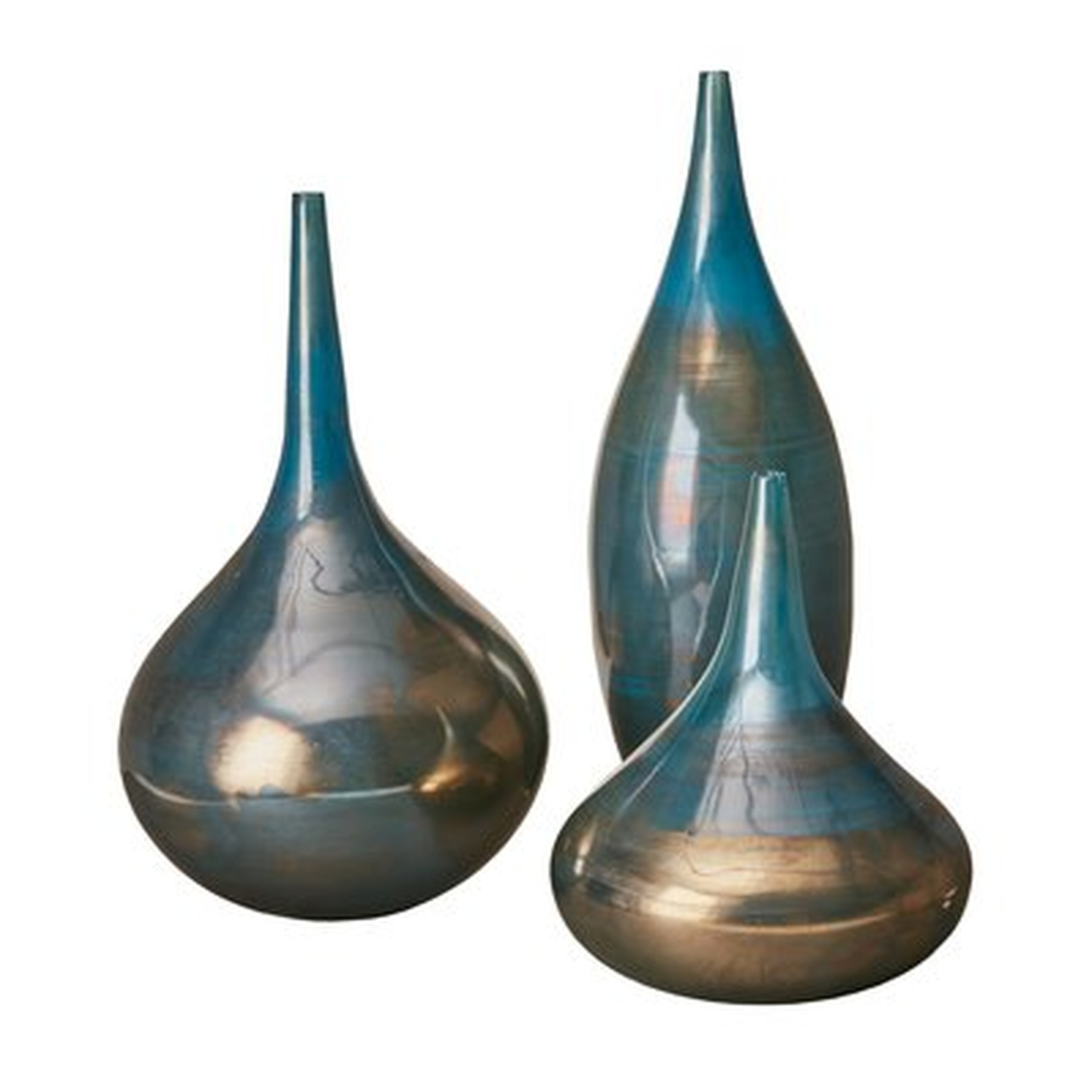 3 Piece Aurora Glass Table Vase Set - Wayfair