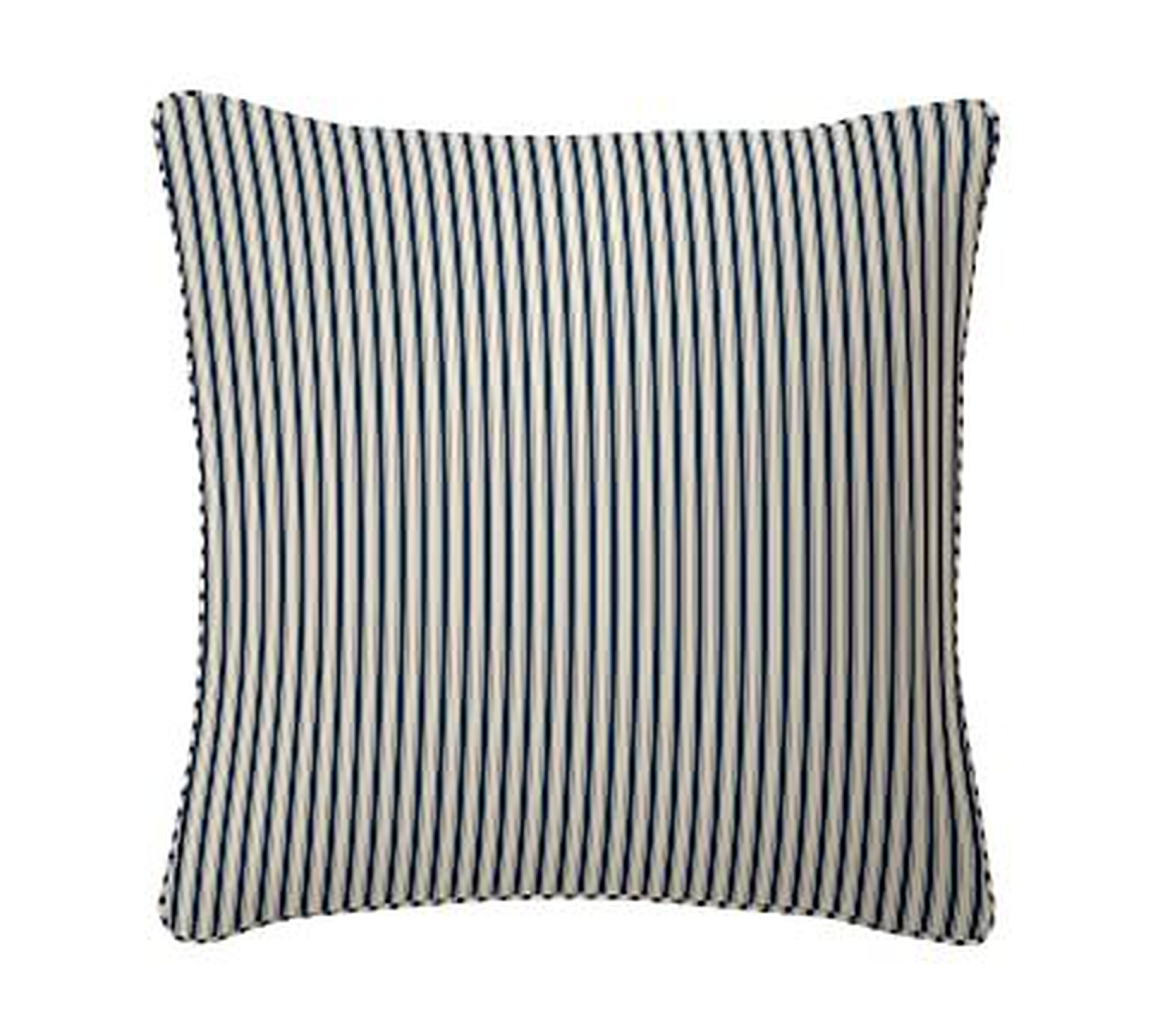 Sateen Stripe Print Pillow Cover, 20", Indigo - Pottery Barn