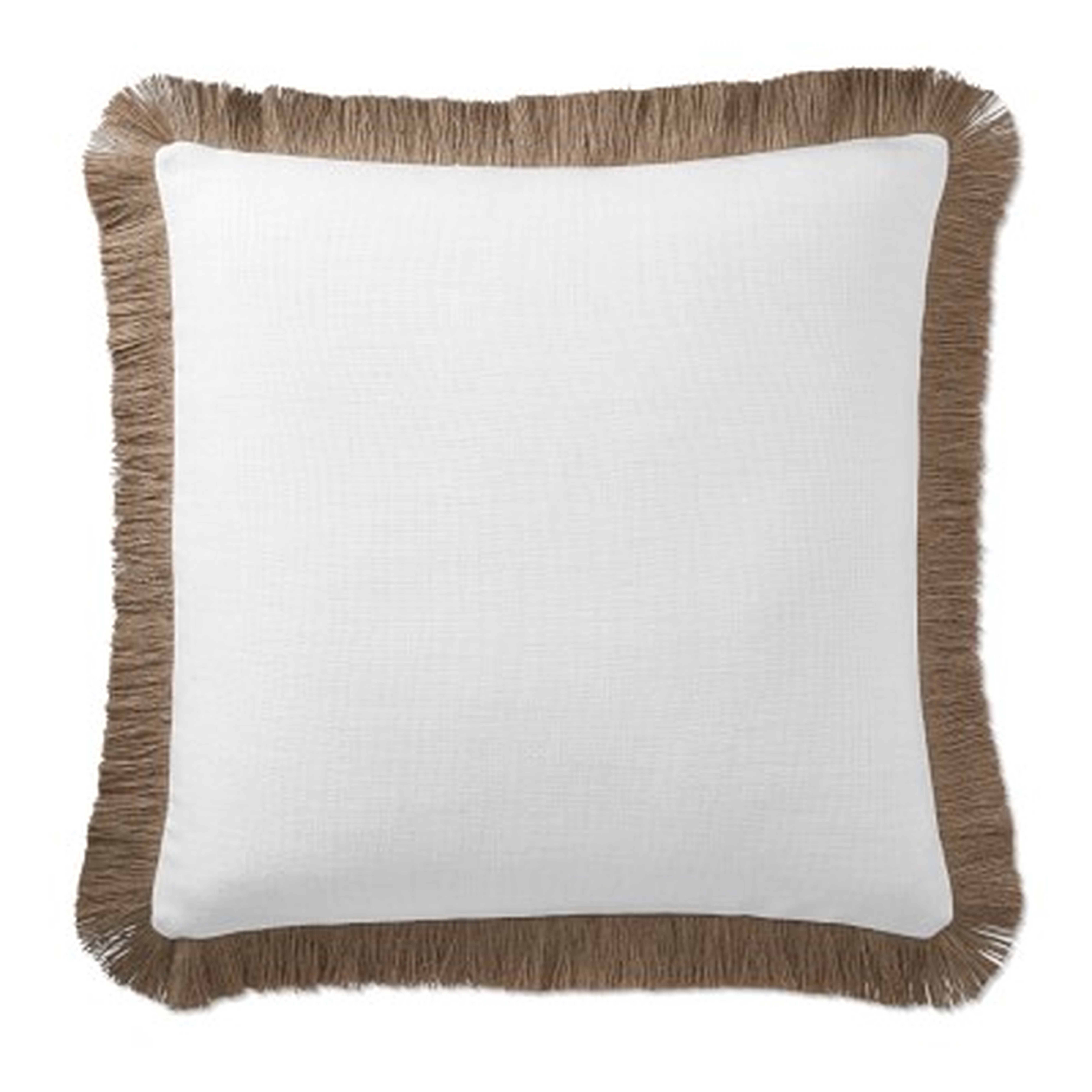 AERIN Jute Fringe Linen Pillow Cover, 22" X 22", White - Williams Sonoma
