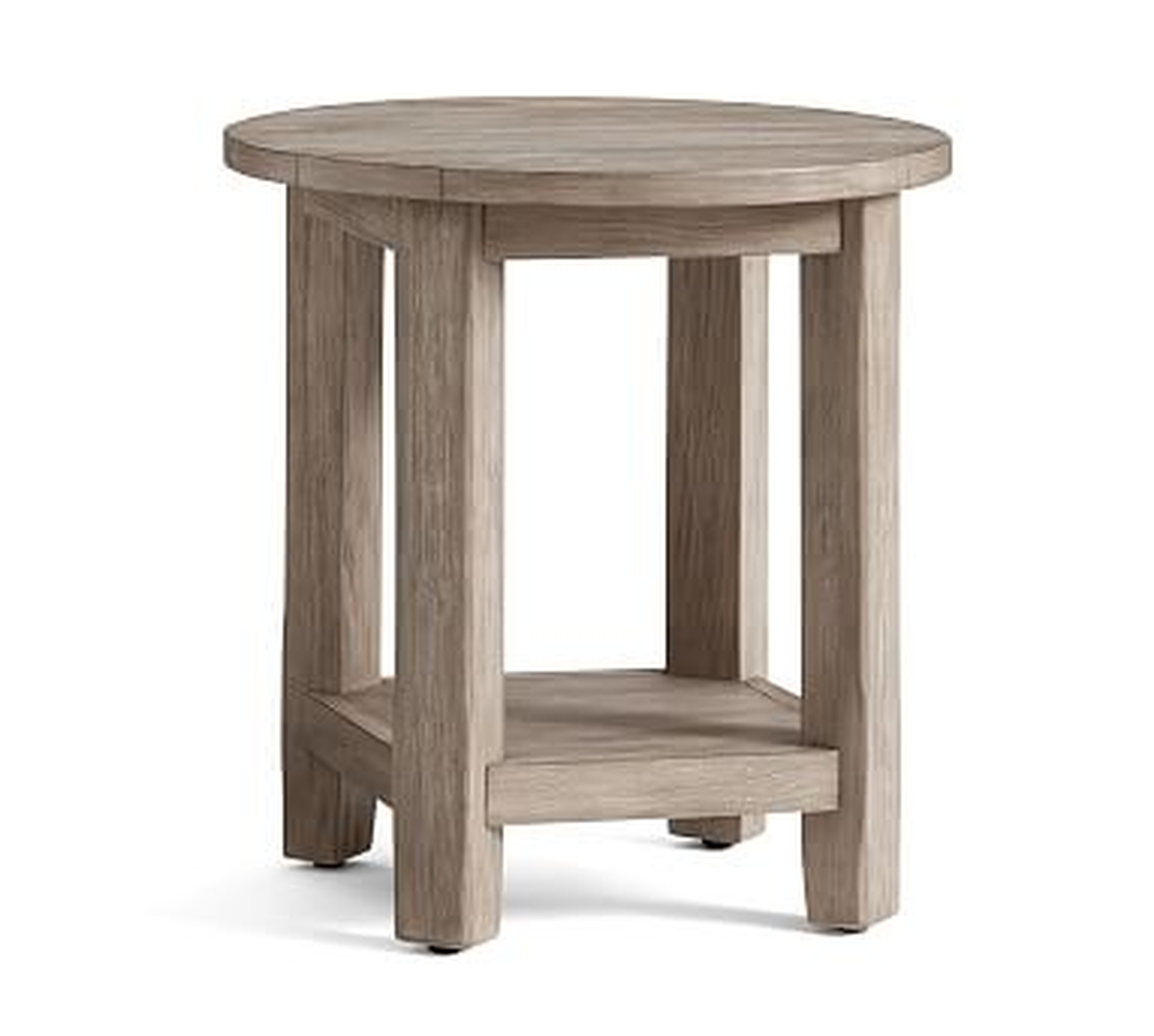 Benchwright Round End Table, Gray Wash - Pottery Barn