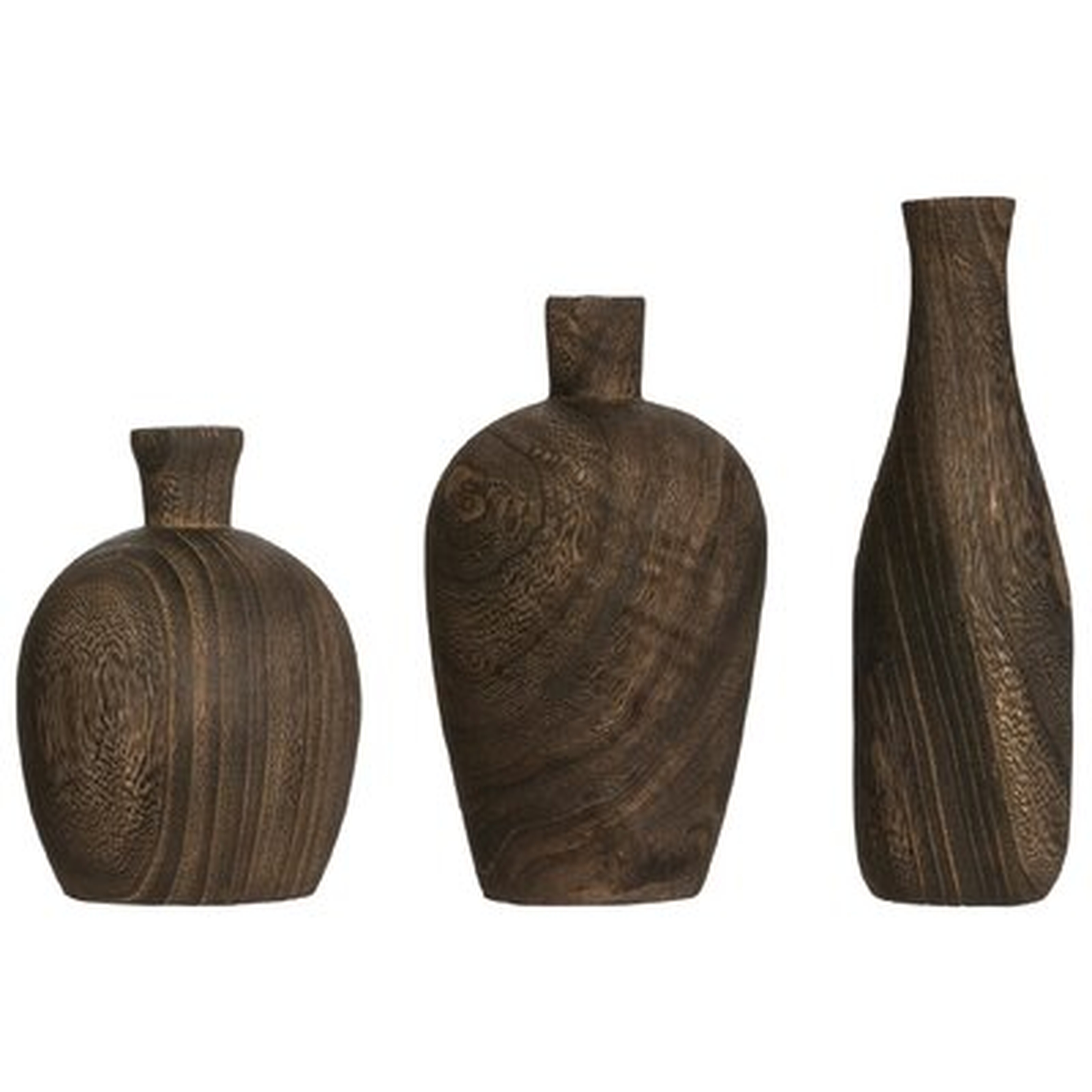 Weitzel Paulownia Wood 3 Piece Table Vase Set - Wayfair
