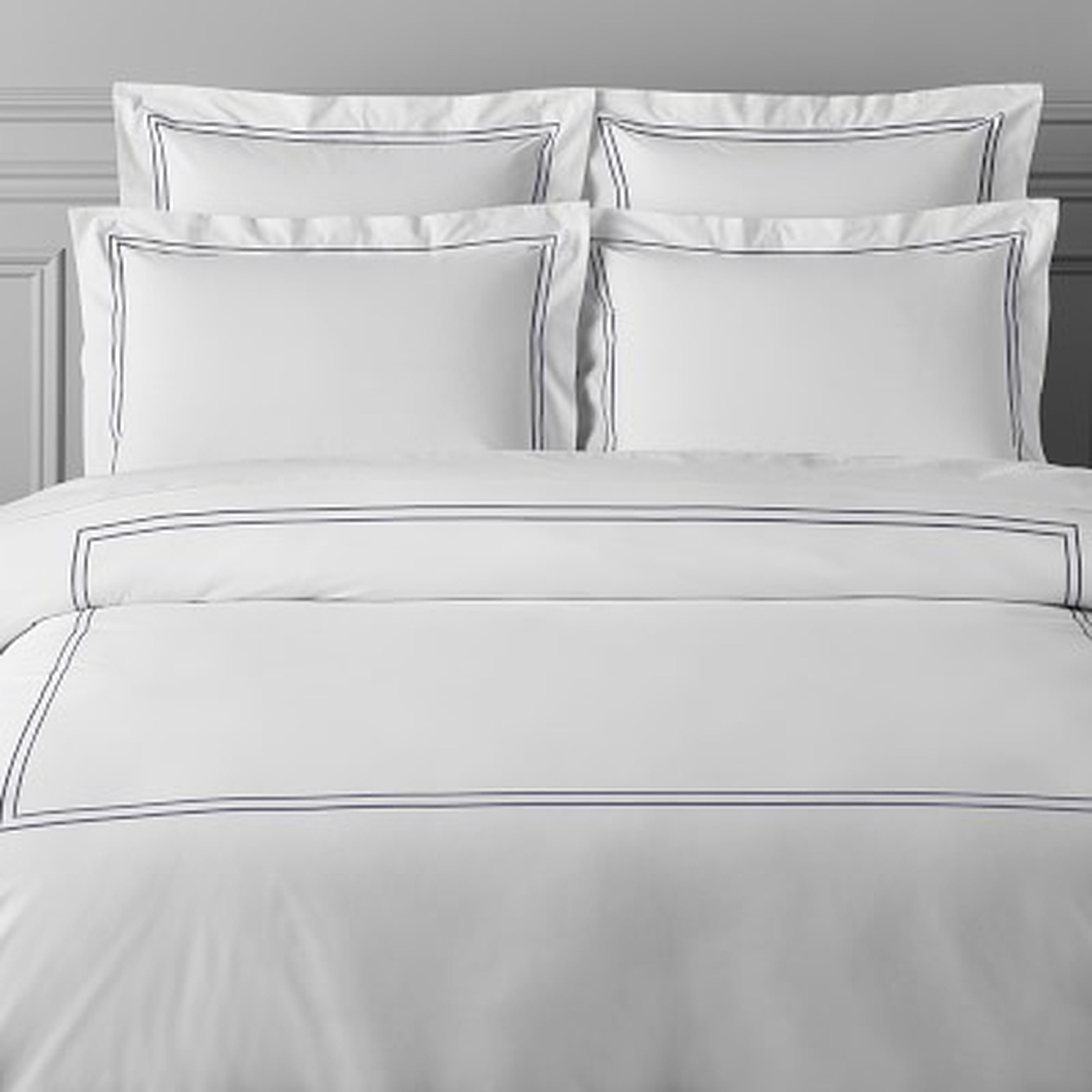 White Hotel Bedding, Duvet Cover, Full/Queen, Navy - Williams Sonoma