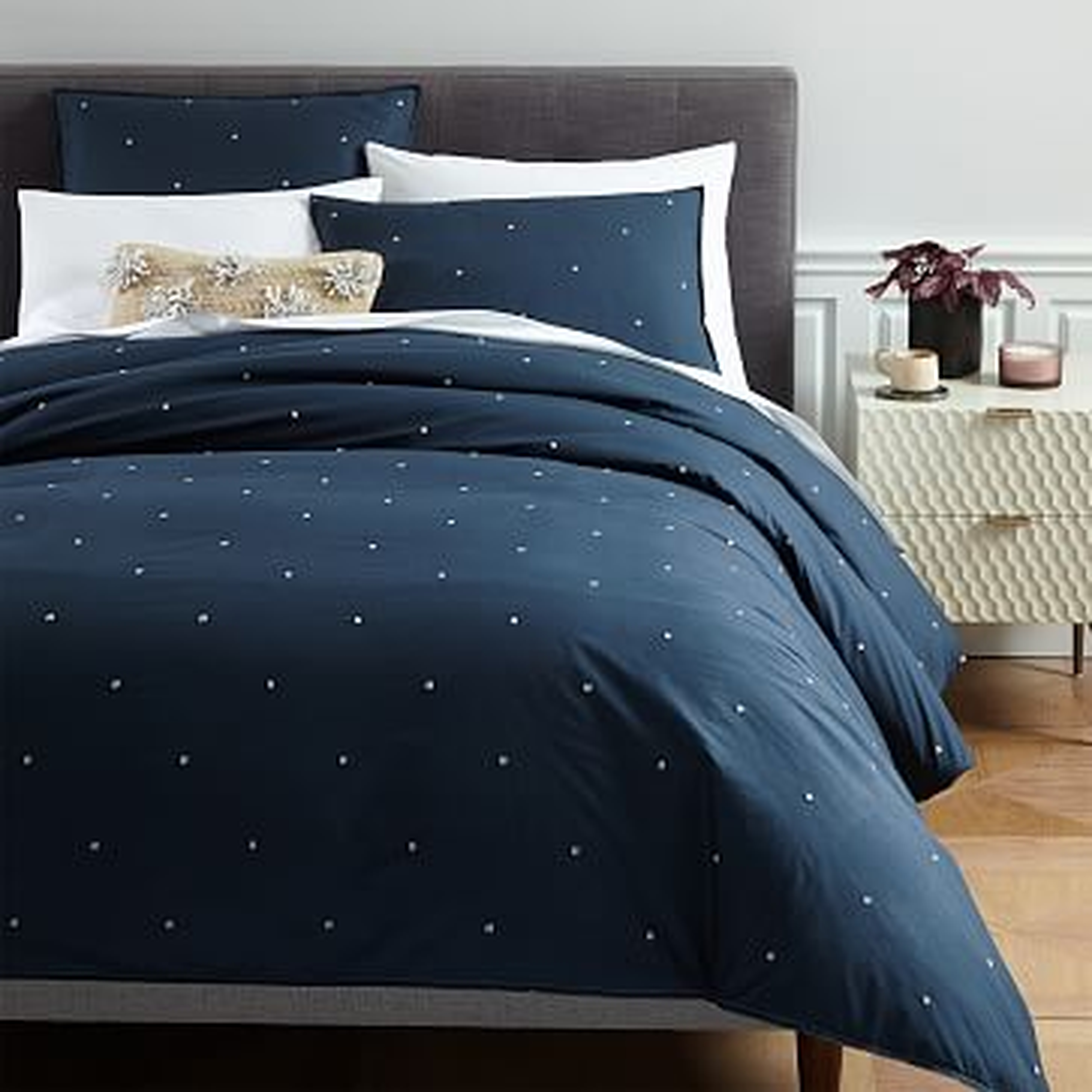 Organic Washed Cotton Duvet Cover, Full/Queen, Shadow Blue - West Elm