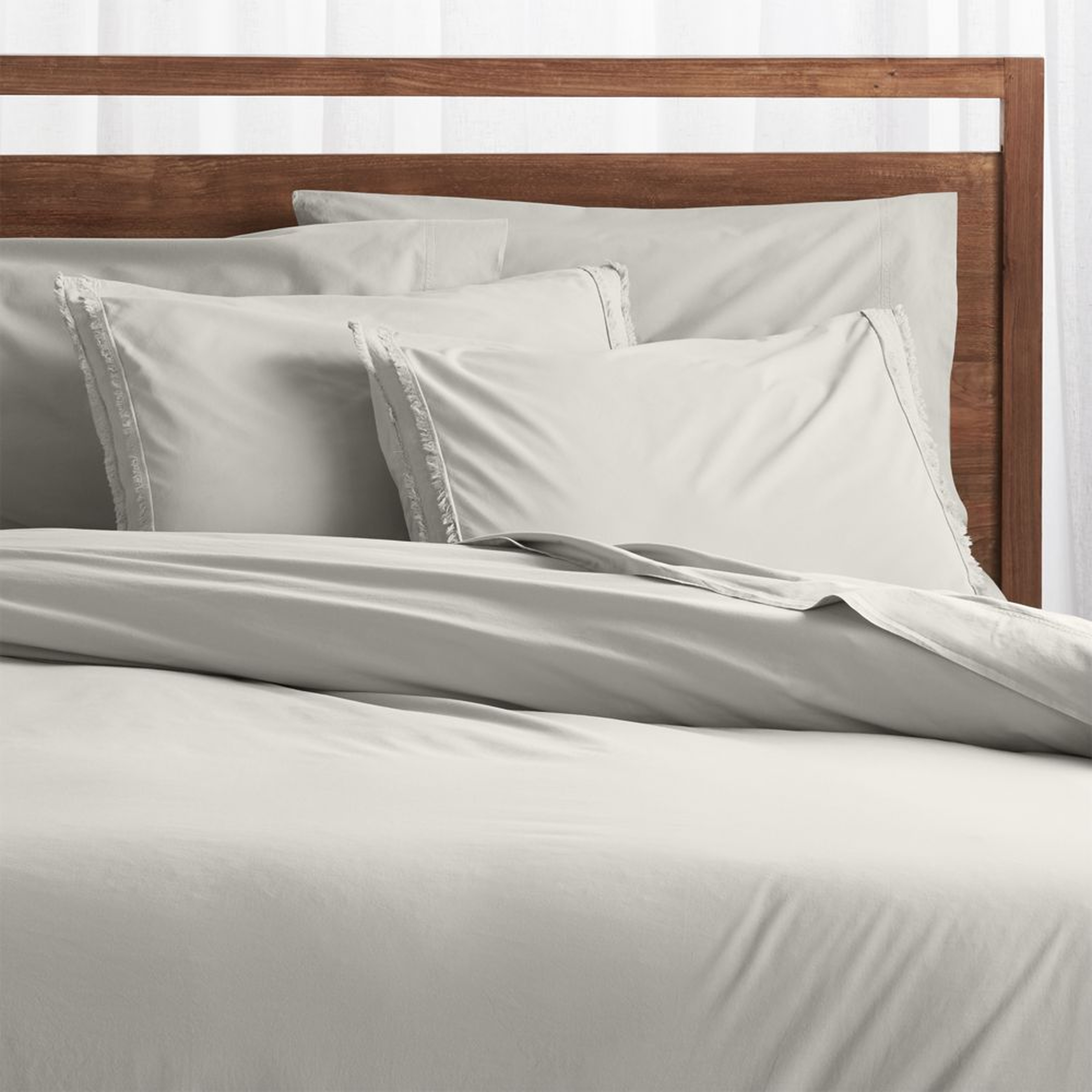 Washed Organic Cotton Grey Full/Queen Duvet Cover - Crate and Barrel