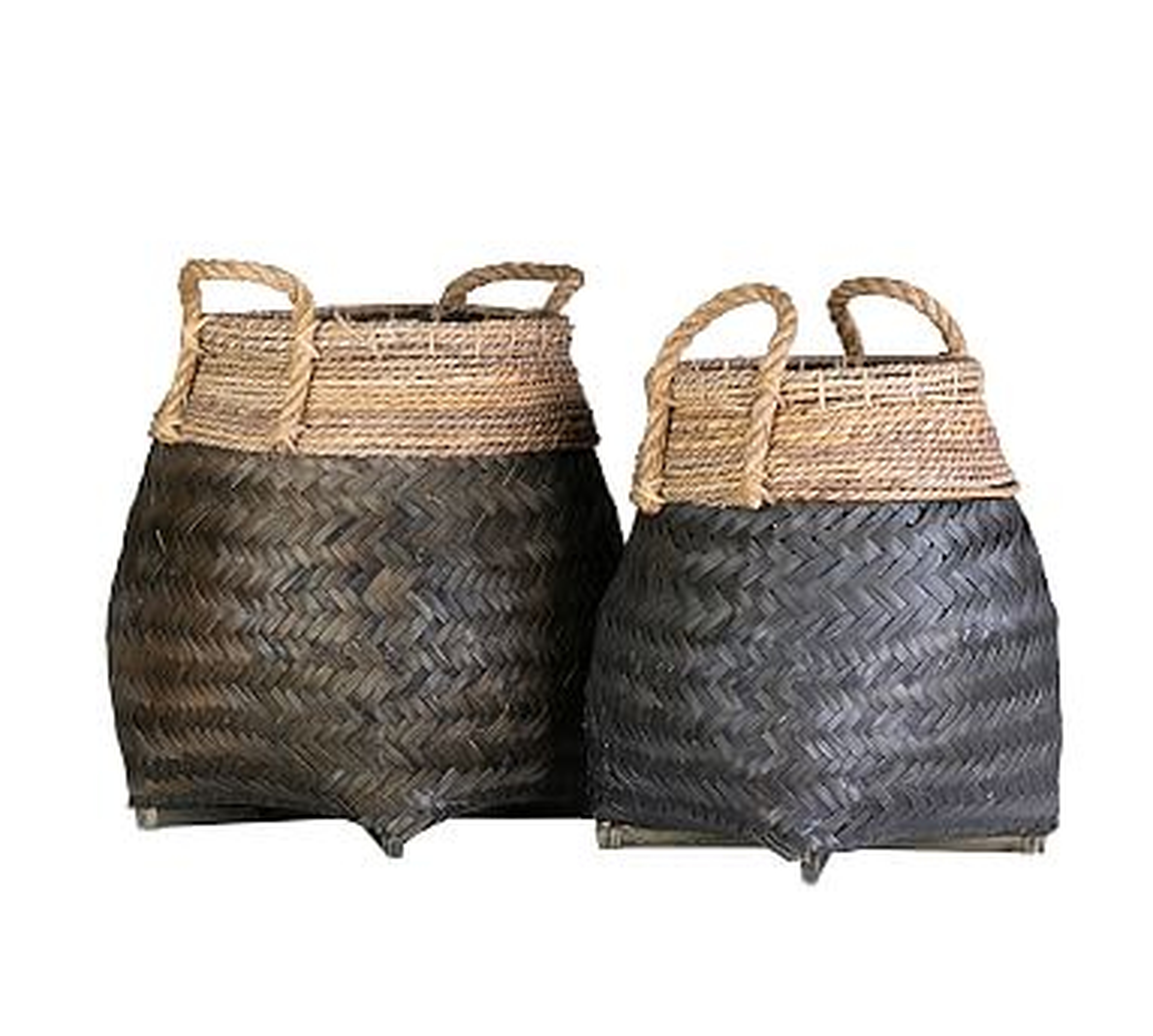 Lyon Woven Black Baskets, Set of 2 - Pottery Barn