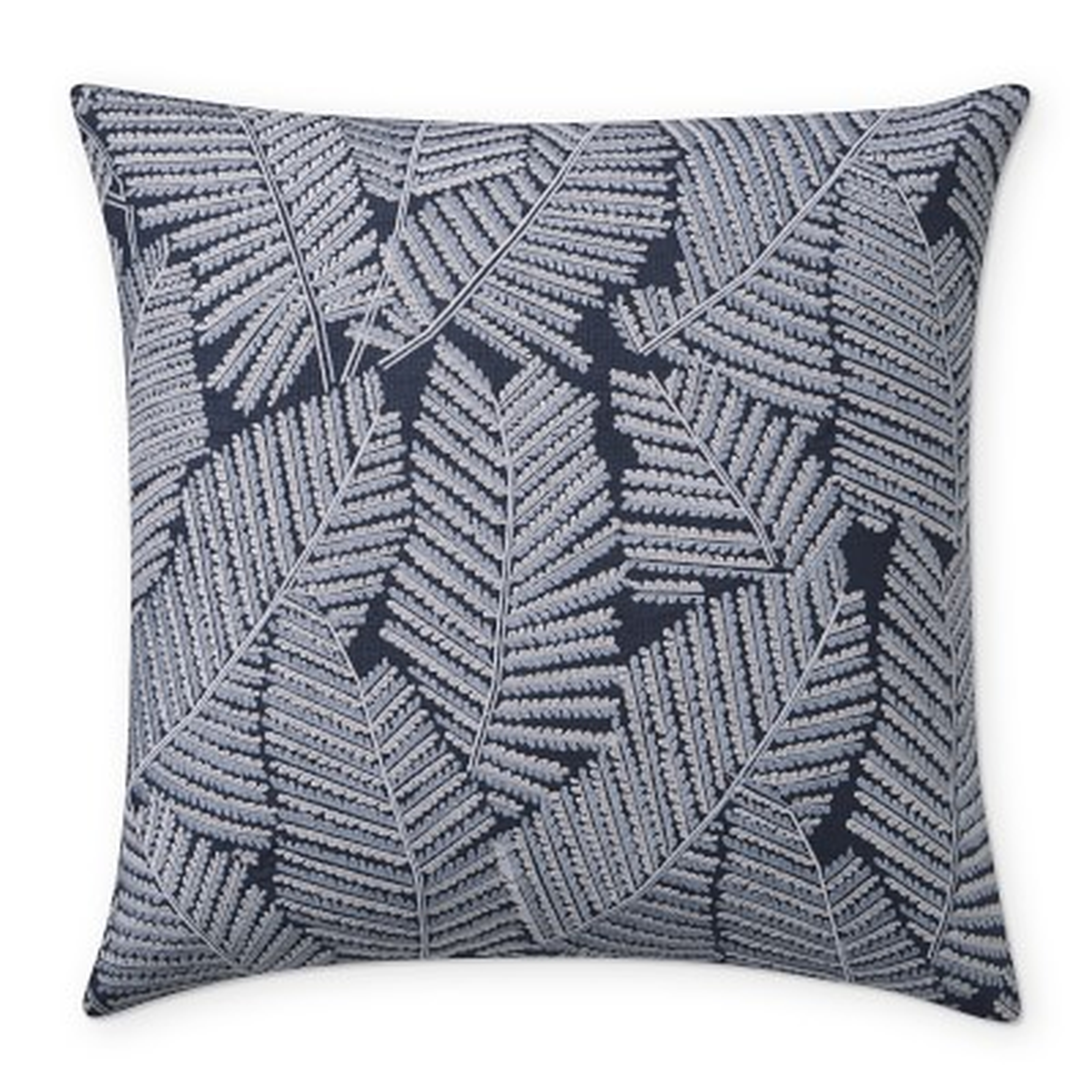 Modern Fern Embroidered Pillow Cover, 20" X 20", Navy - Williams Sonoma