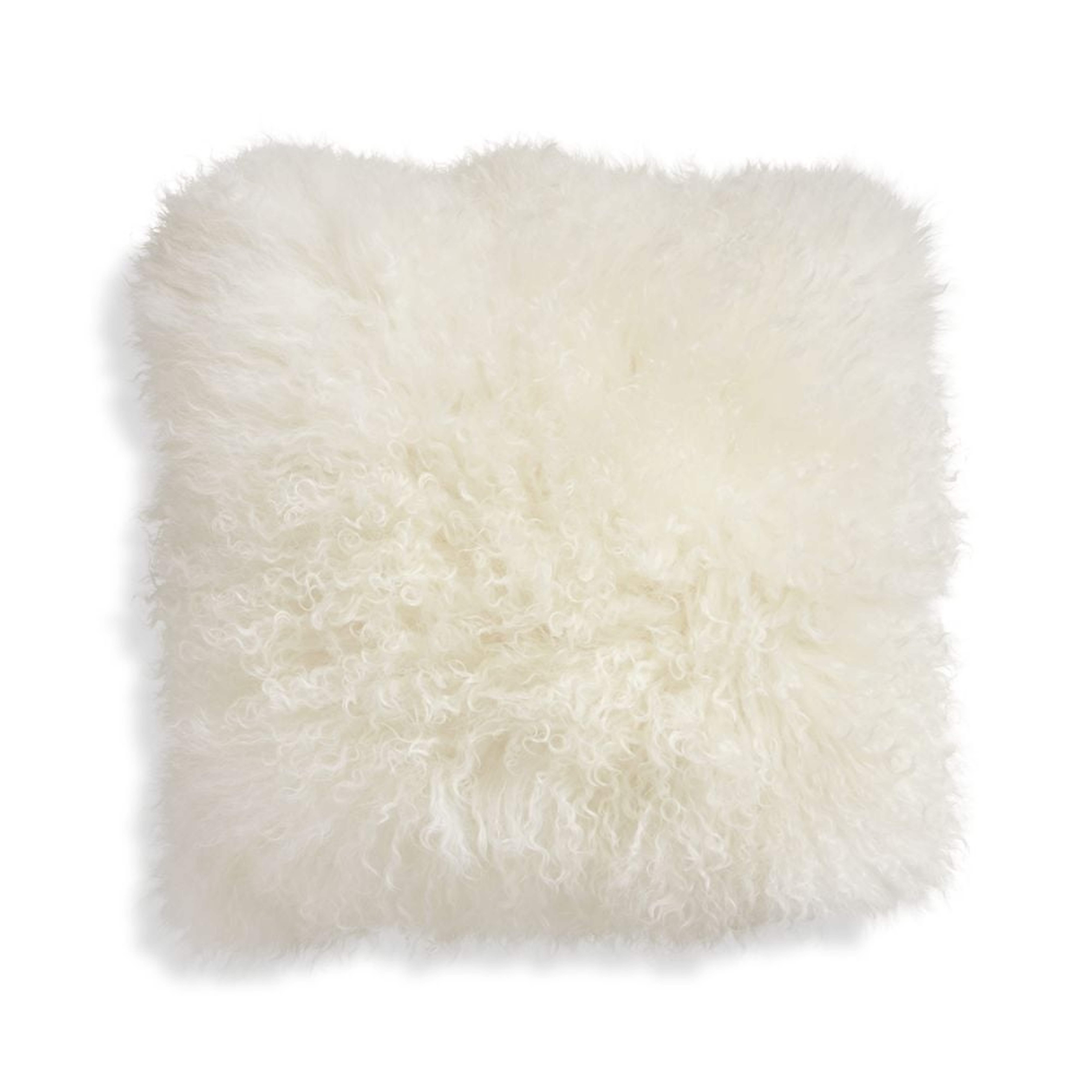 Pelliccia 16"x16" Ivory Mongolian Sheepskin Throw Pillow Cover - Crate and Barrel