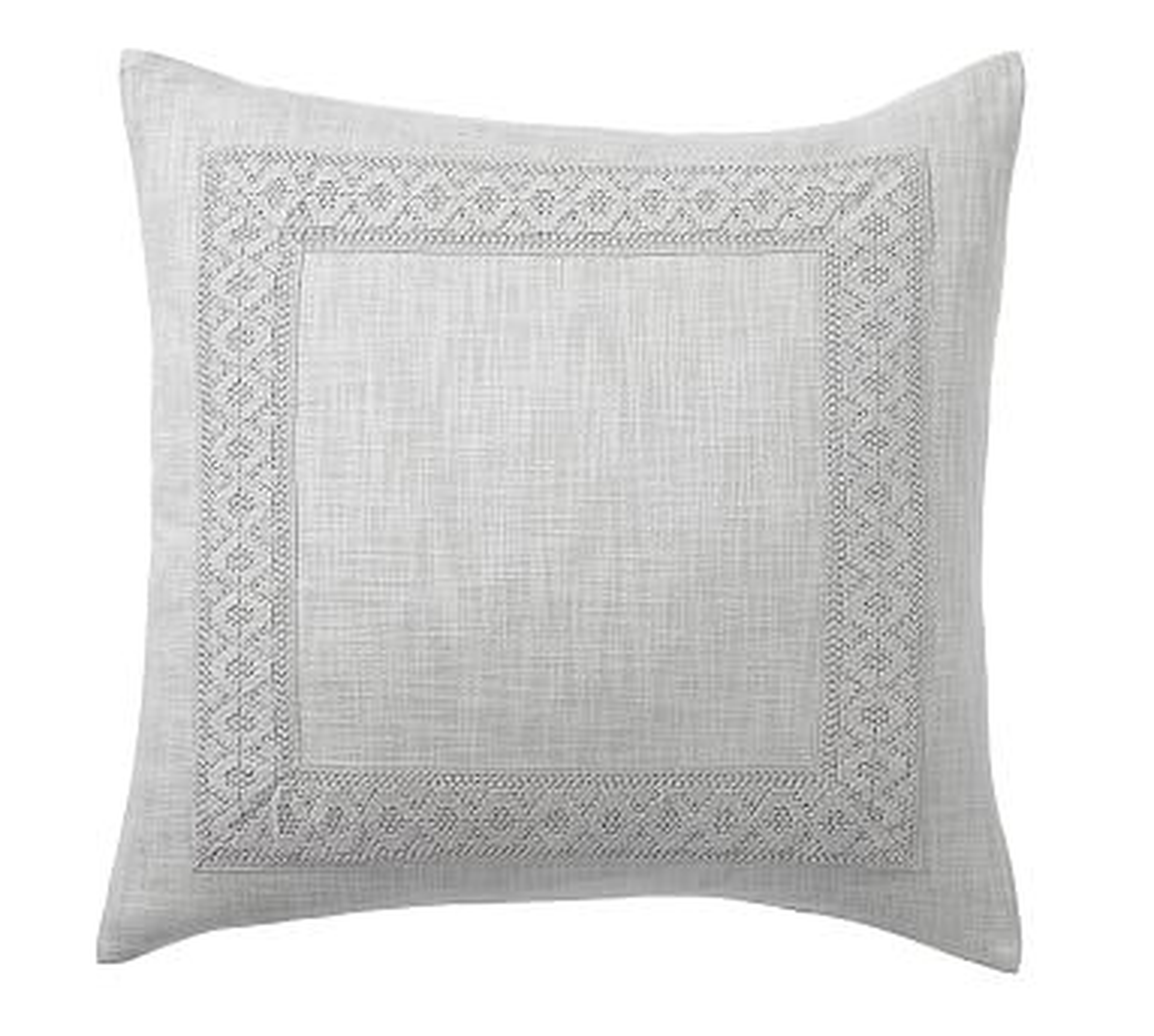 Farrah Embroidered Pillow Cover, 22", Smoke - Pottery Barn