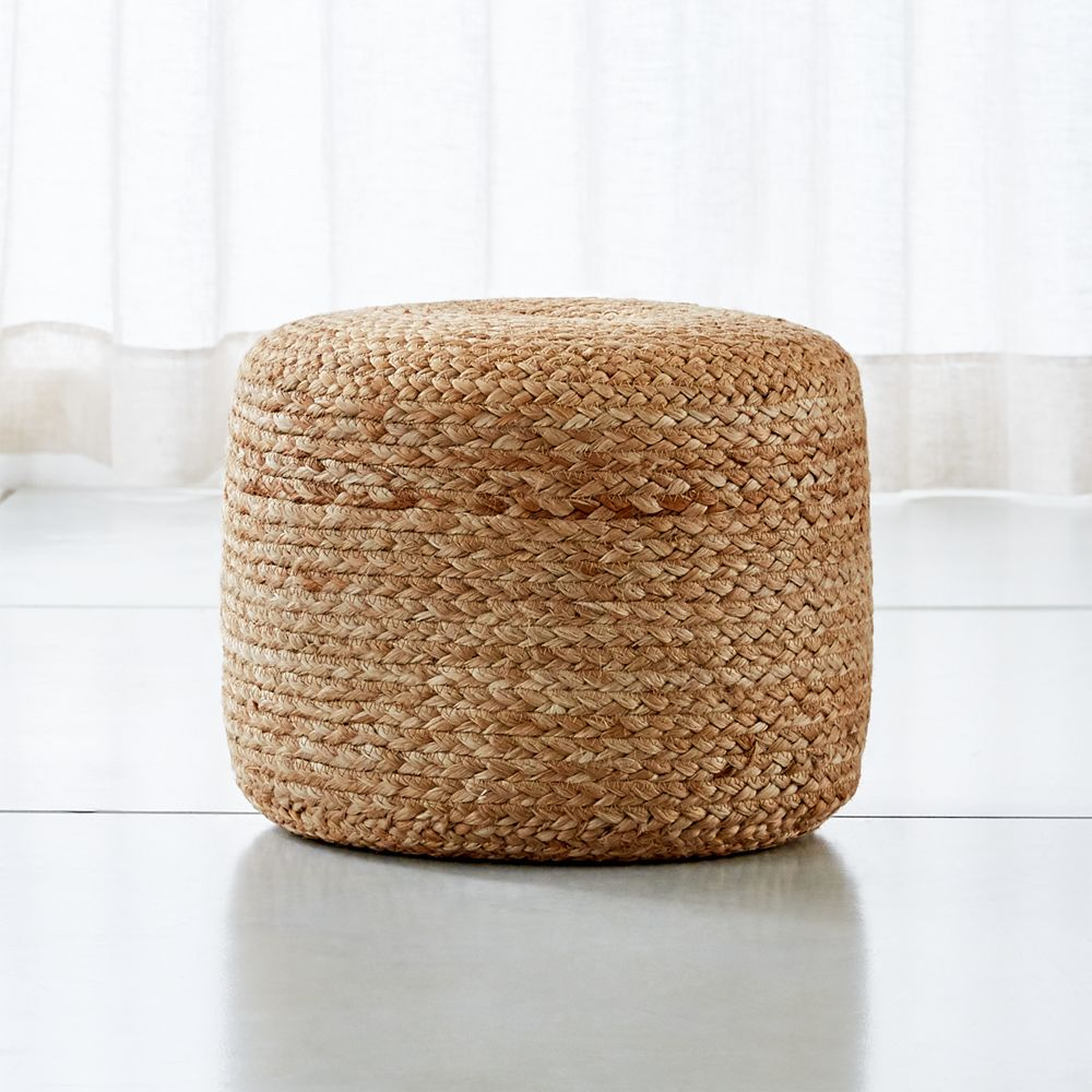 Alvaro Braided Jute Natural 16"x14" Pouf - NO LONGER AVAILABLE - Crate and Barrel
