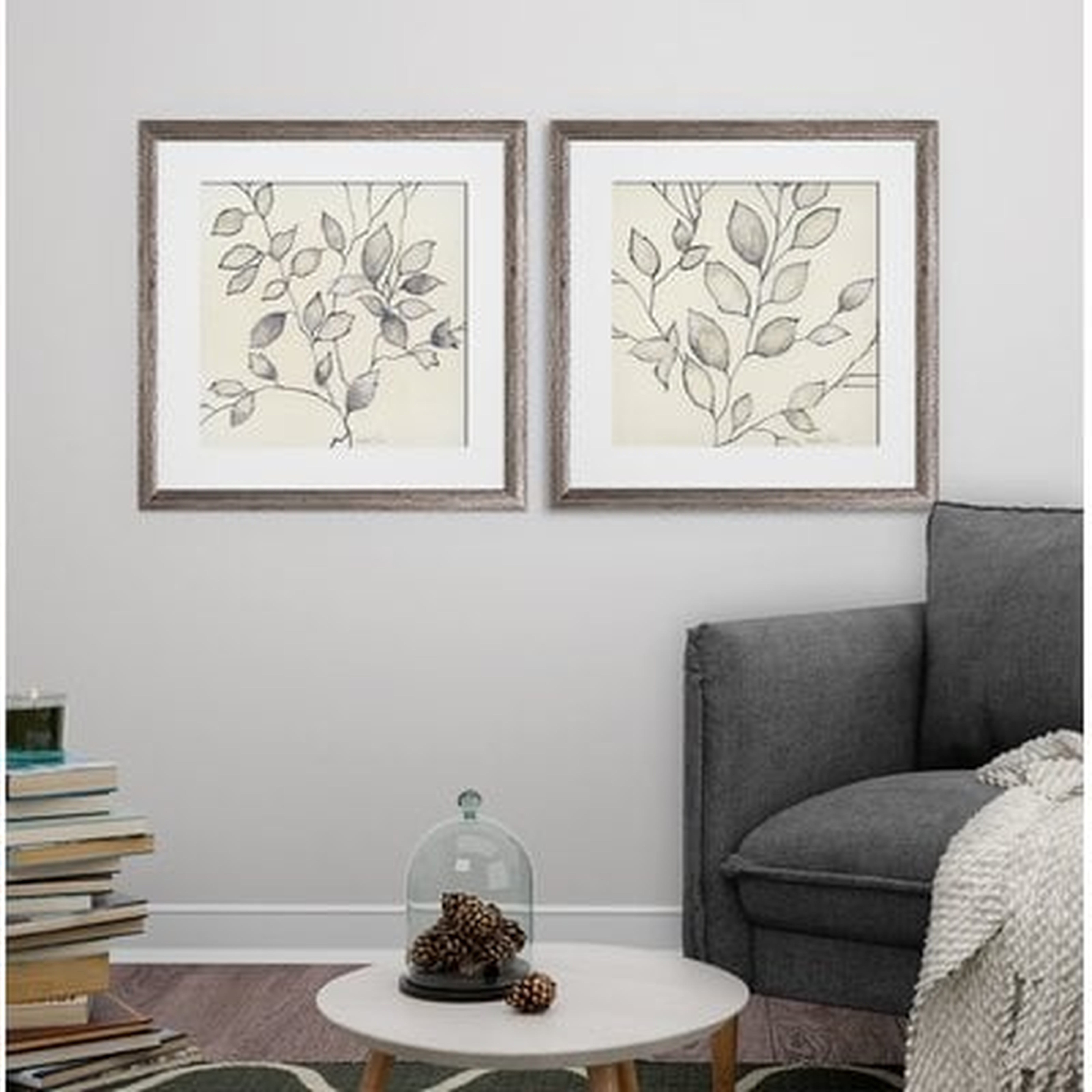 'Whispering Leaves' 2 Piece Framed Graphic Art Print Set - Wayfair