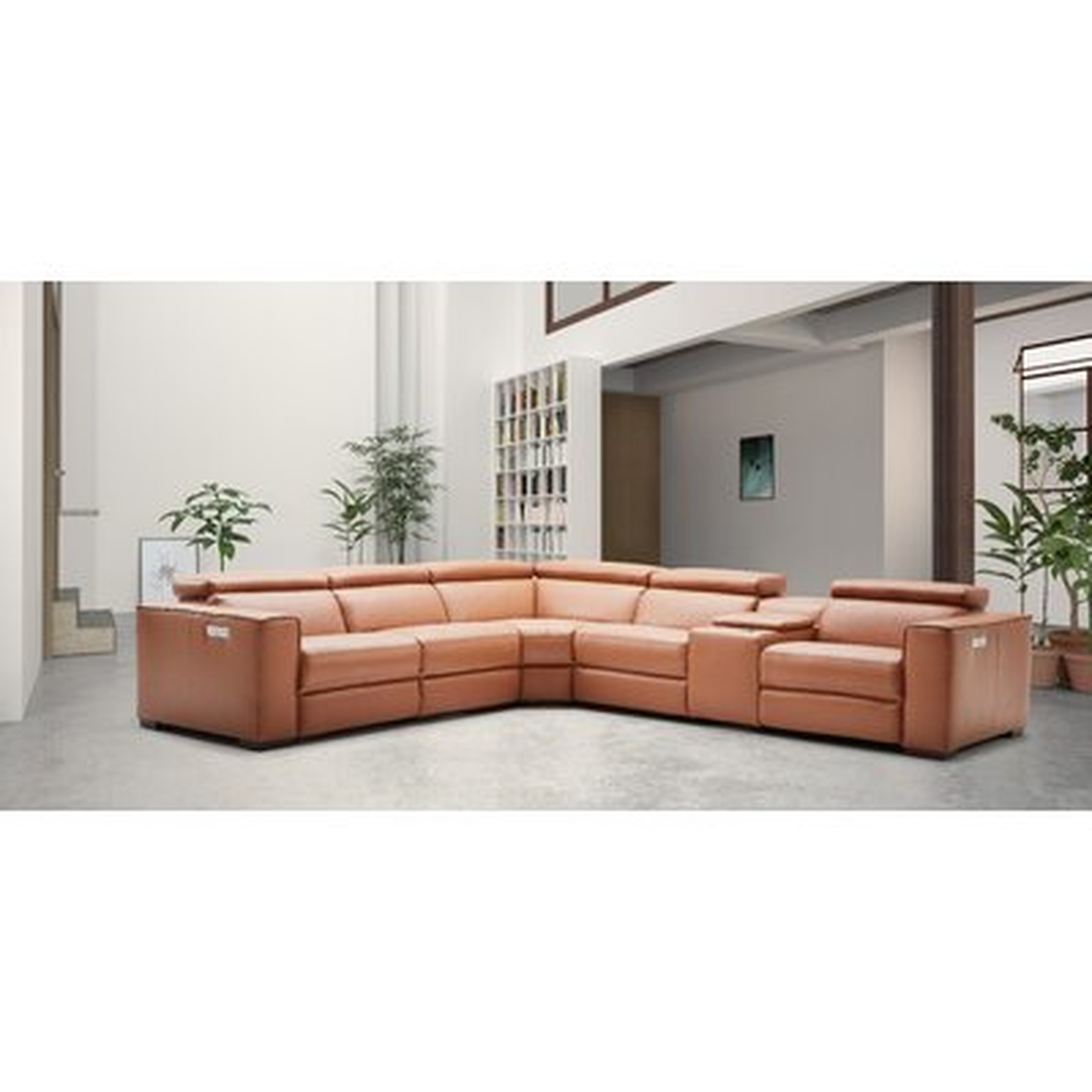 Leather 138" Reversible Sectional - Wayfair