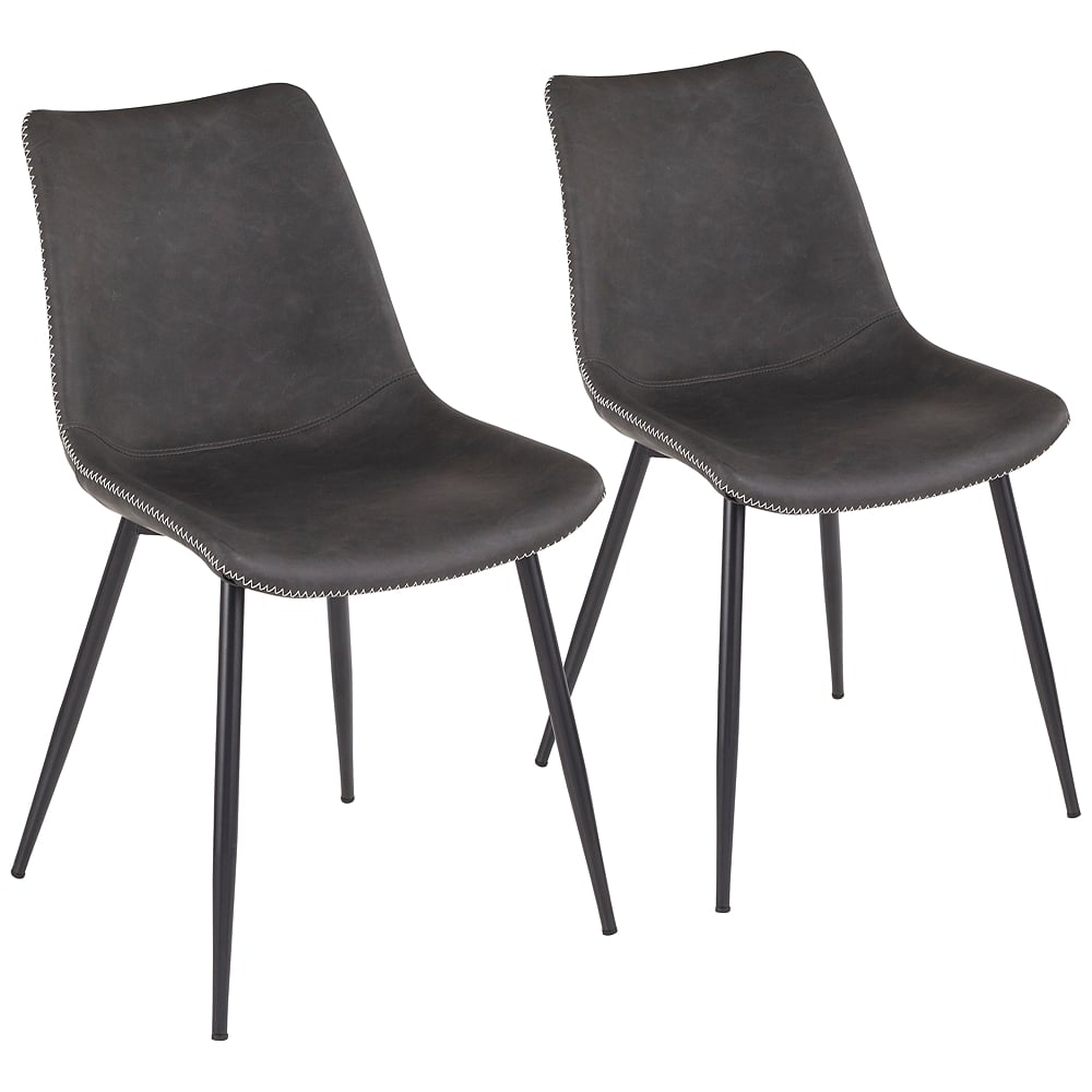 Durango Gray Faux Leather Dining Chairs Set of 2 - Style # 69V84 - Lamps Plus