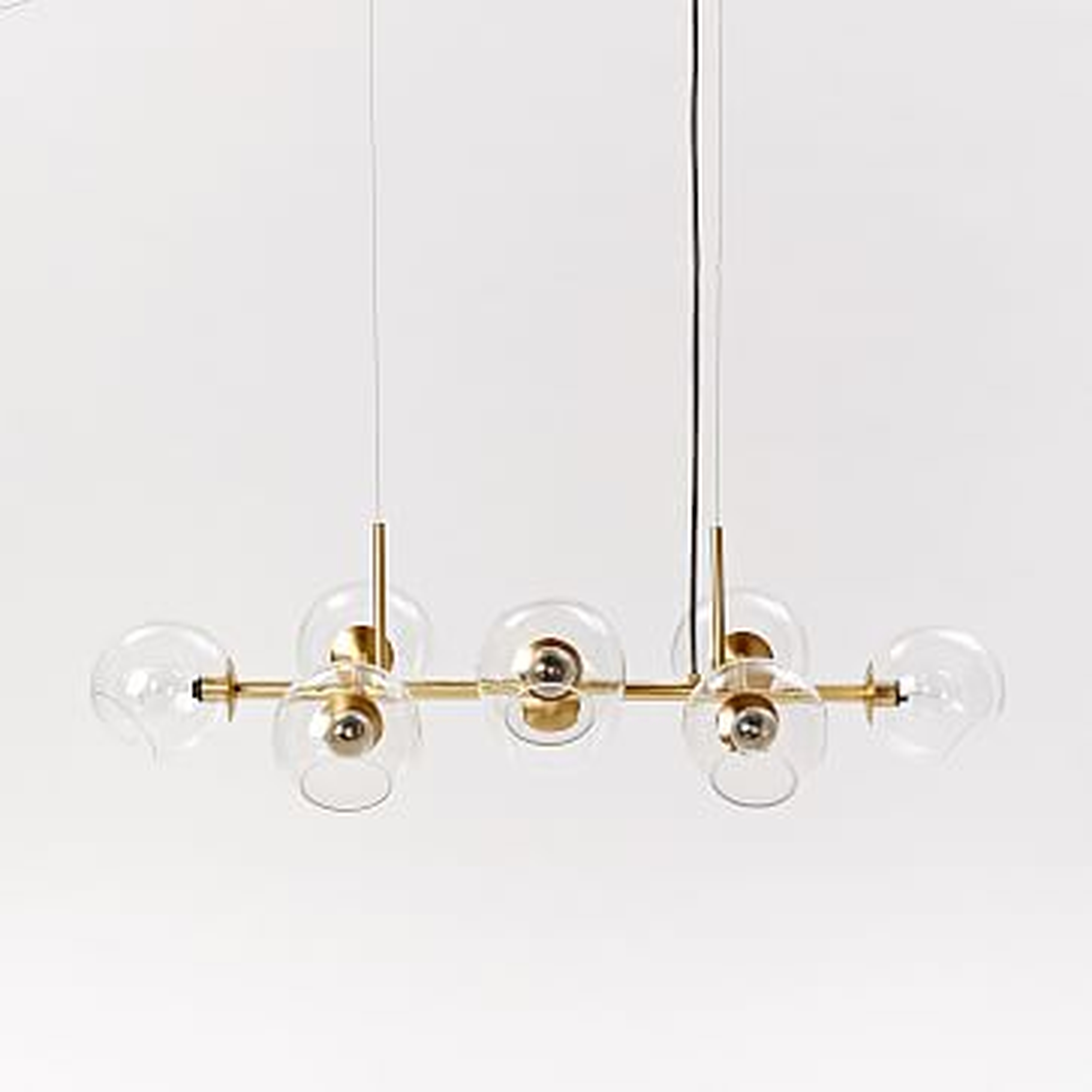 Staggered Glass Chandelier, 8-Light, Antique Brass - West Elm