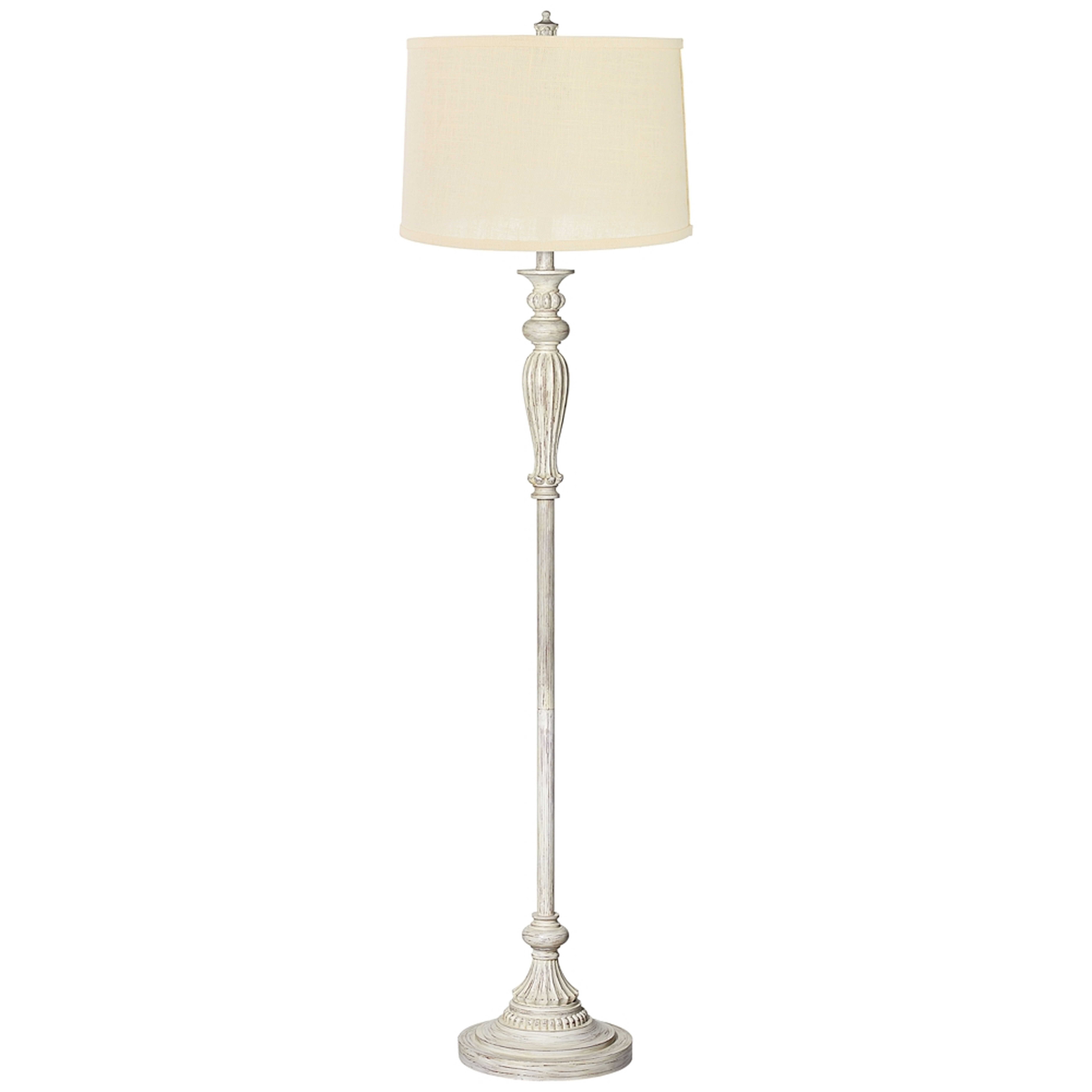 Cream Burlap Shade Vintage Chic Antique White Floor Lamp - Style # 17K18 - Lamps Plus