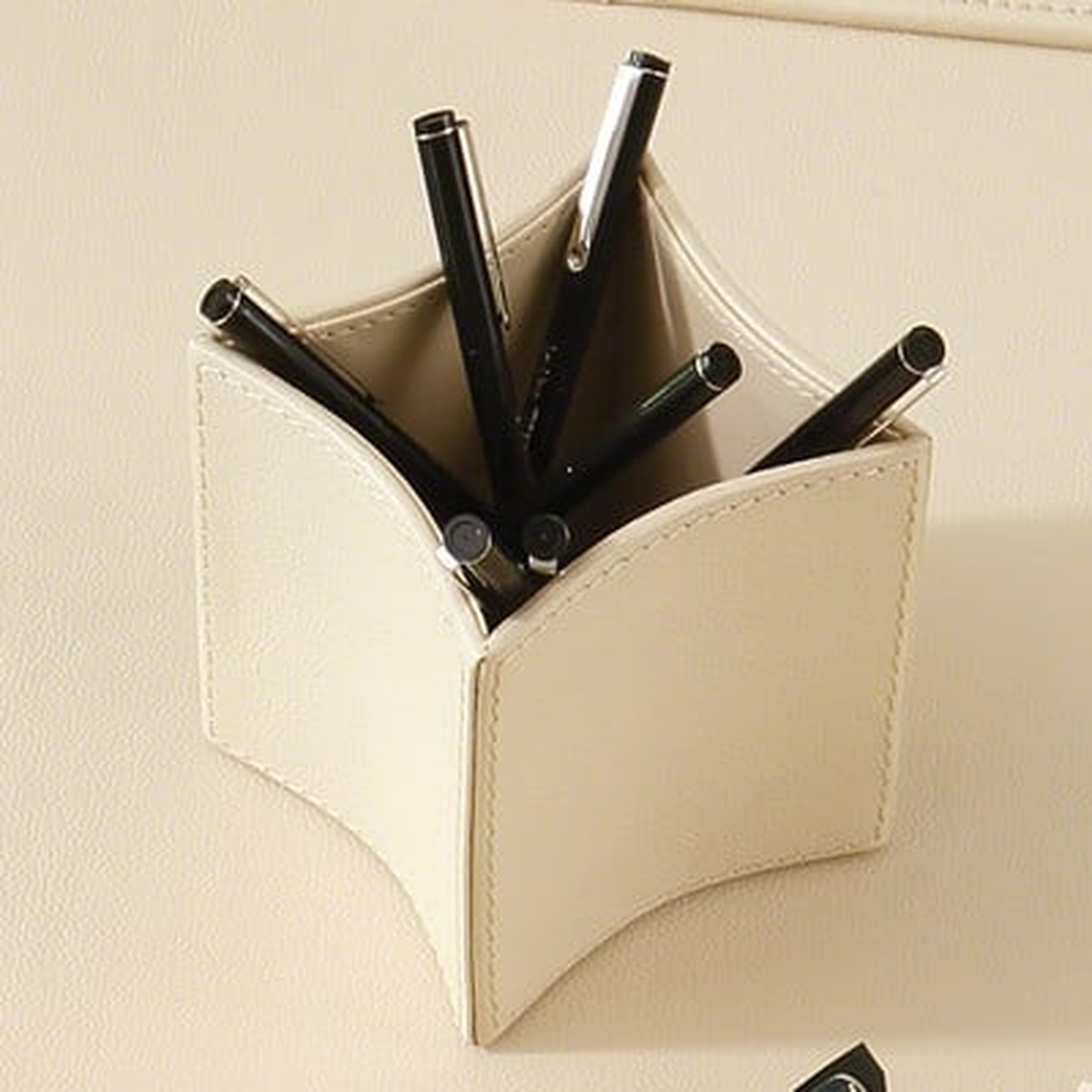 Brittanie Folded Leather Pencil Cup - Wayfair