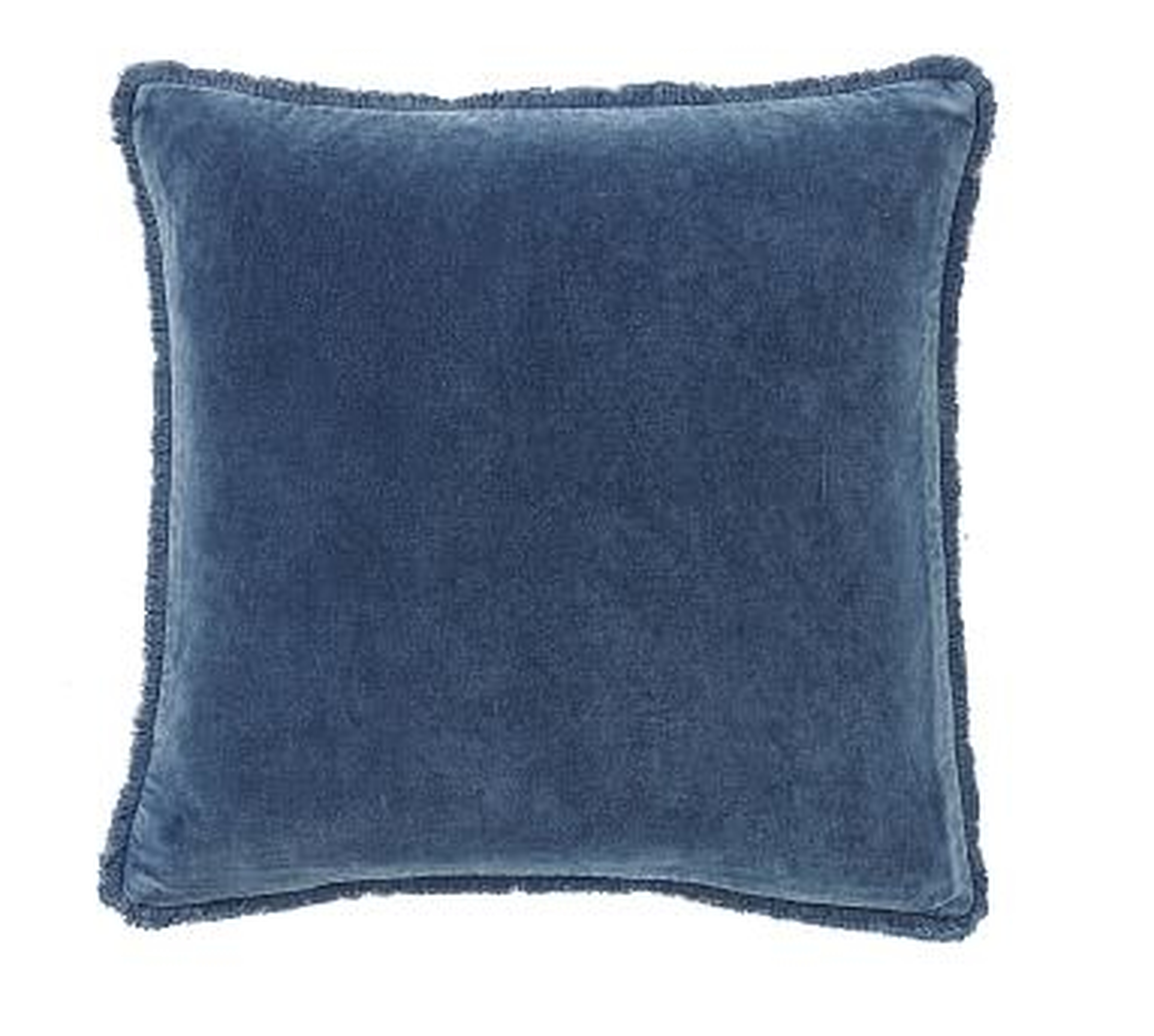 Fringe Velvet Pillow Cover, 22", Stormy Blue - Pottery Barn