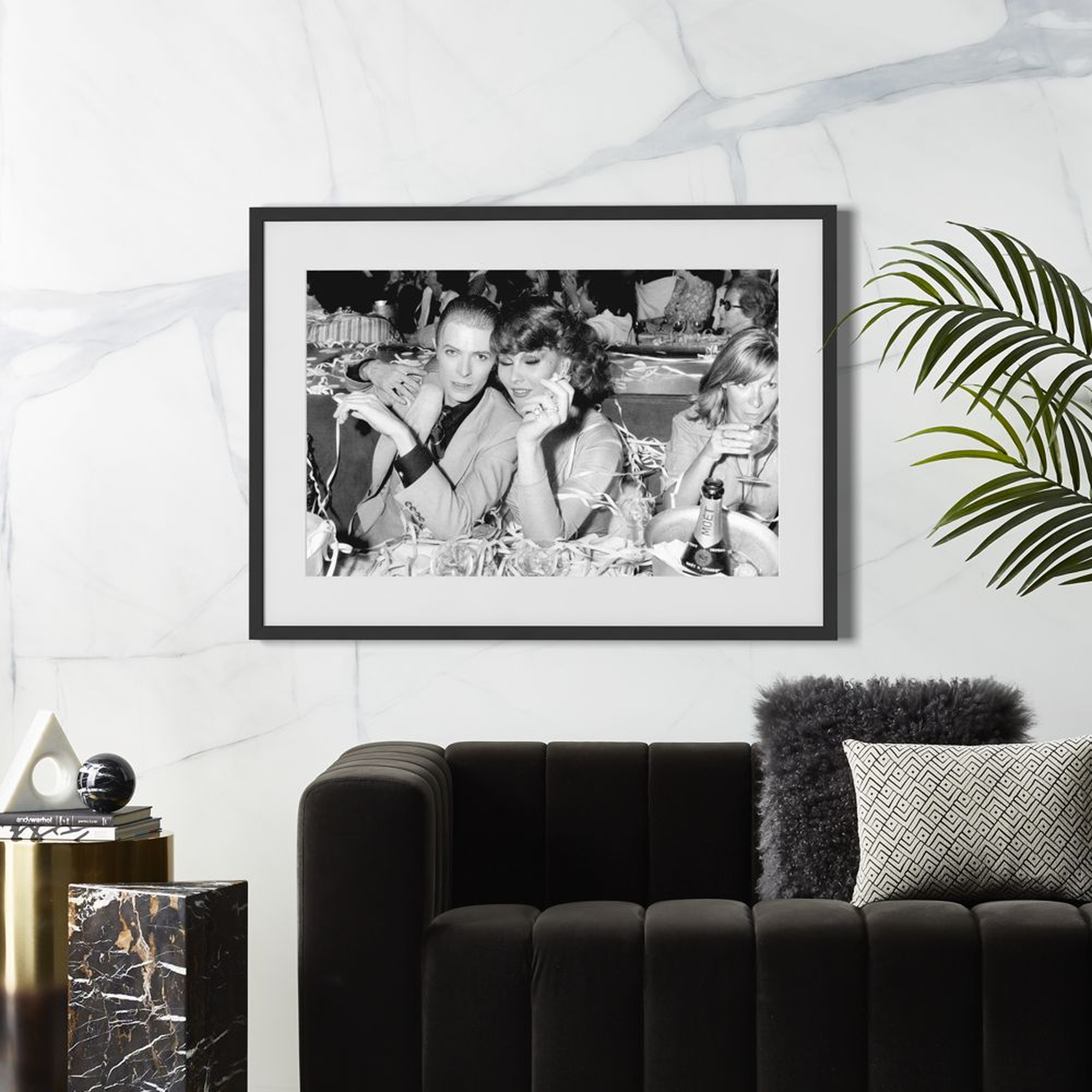'David Bowie and Romy Haag' Photographic Print in Black Frame 39.5"x28.5" - CB2