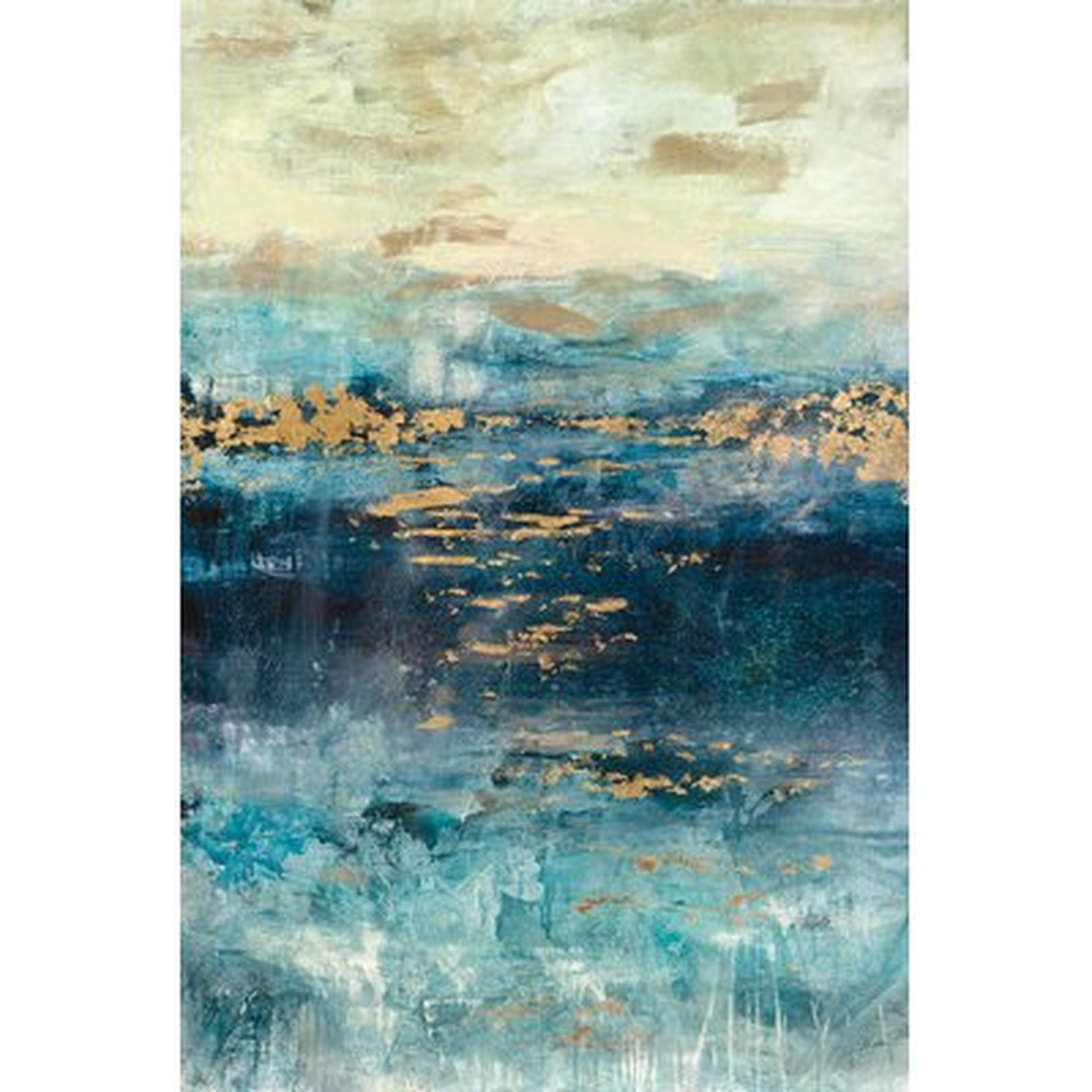 'Teal and Gold Scape' Painting Print on Canvas - Wayfair