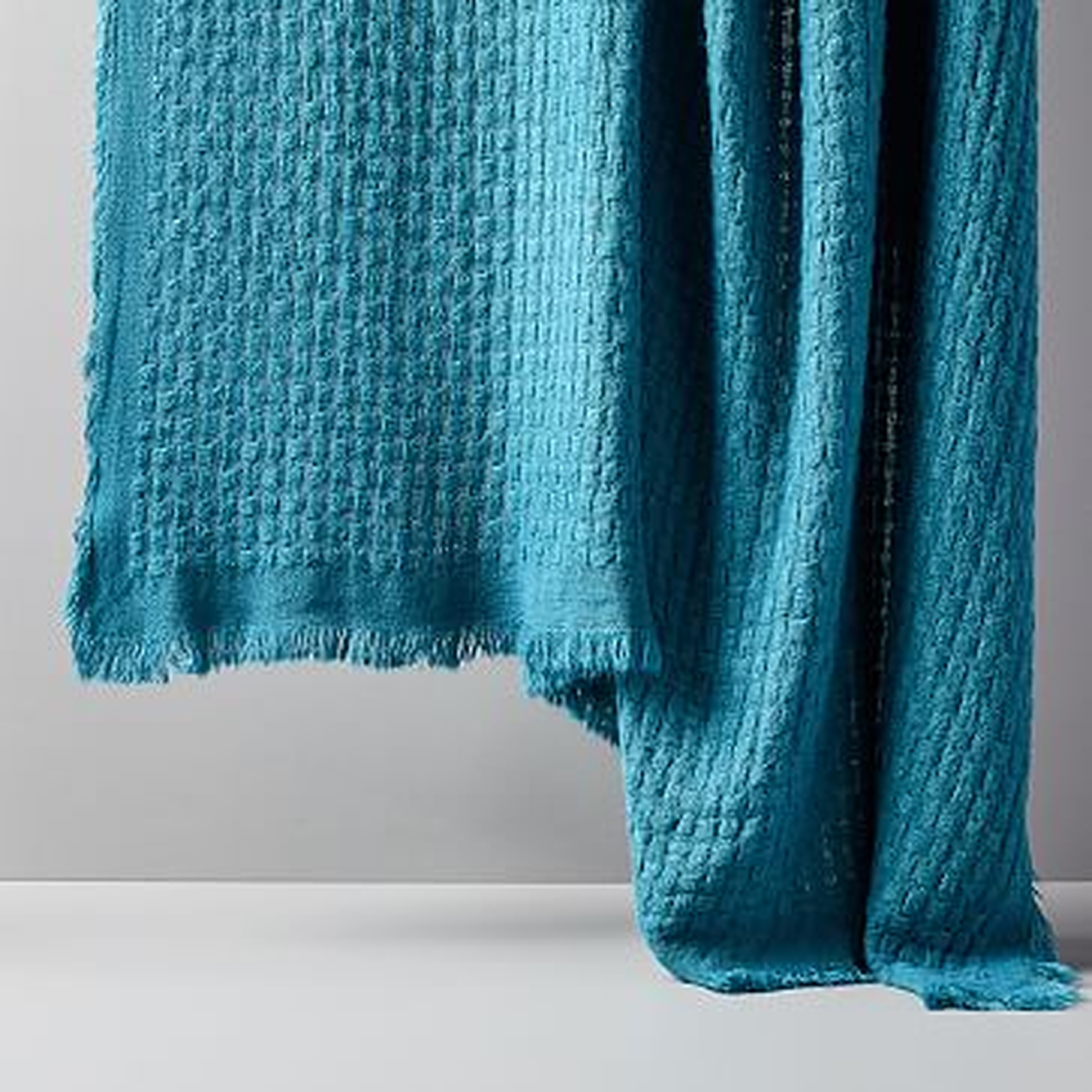 Waffle Weave Throw, Blue Teal, 50"x60" - West Elm