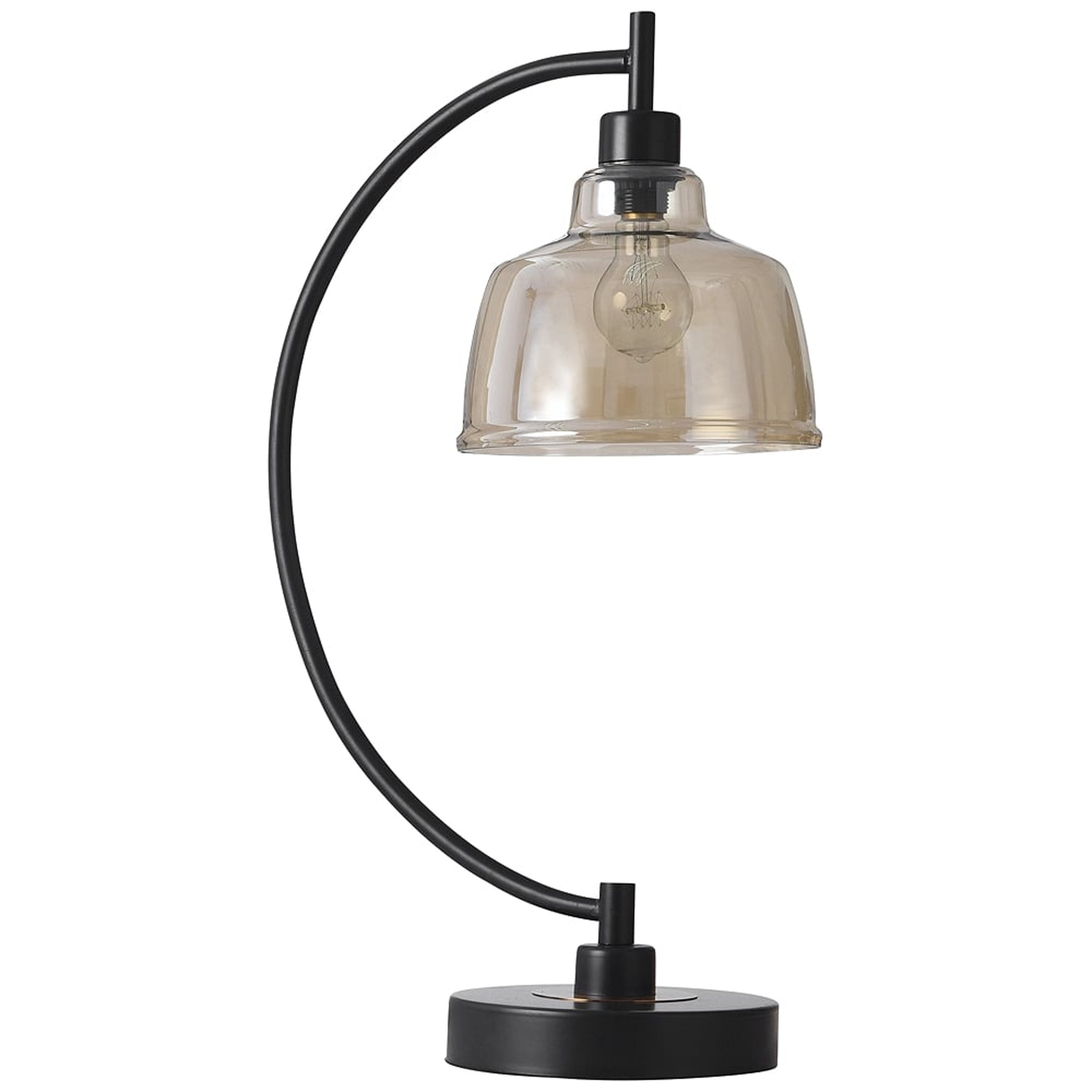 Black Water Black Steel Desk Lamp with Amber Glass Shade - Style # 69A56 - Lamps Plus