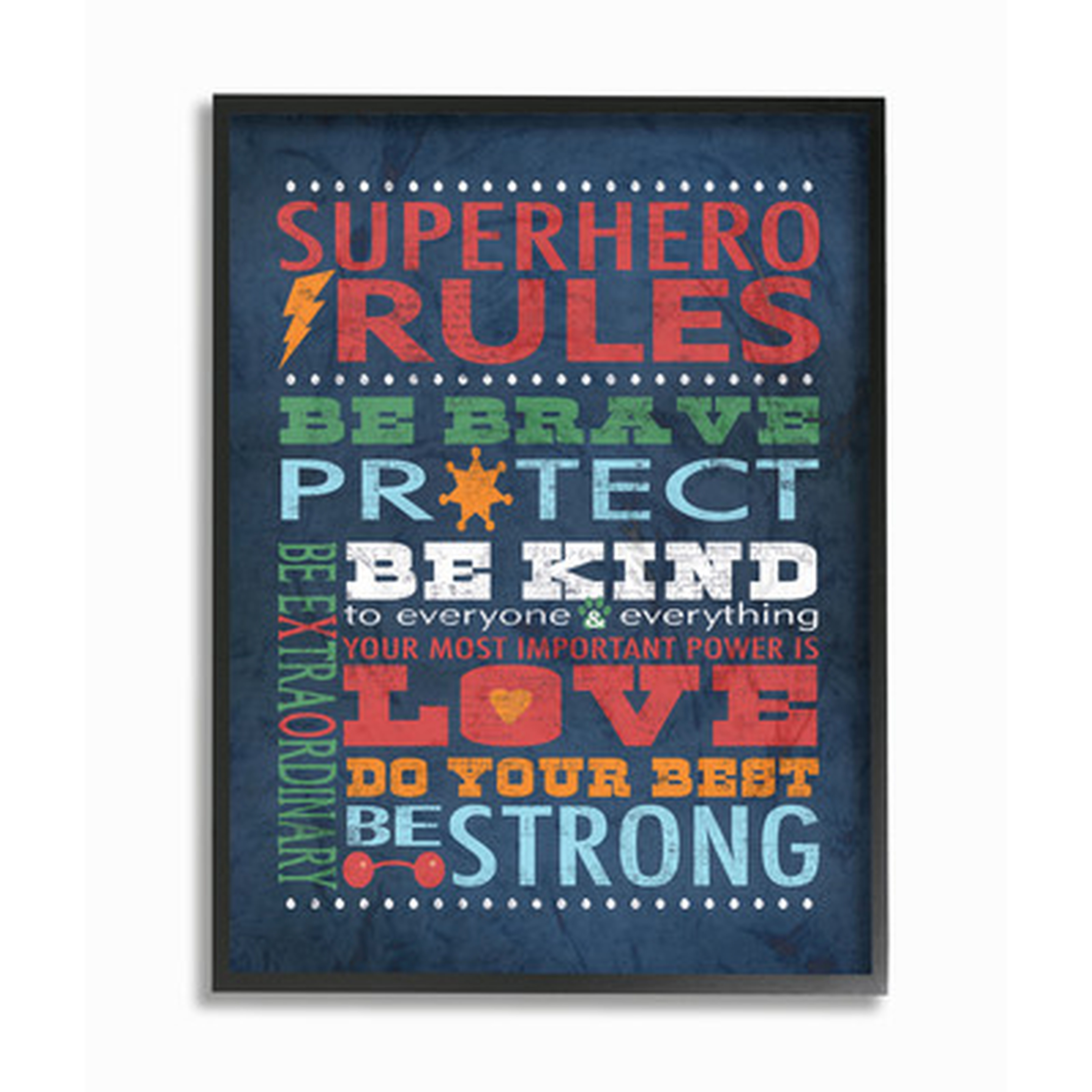 'Superhero Rules' Framed Textual Art - Wayfair