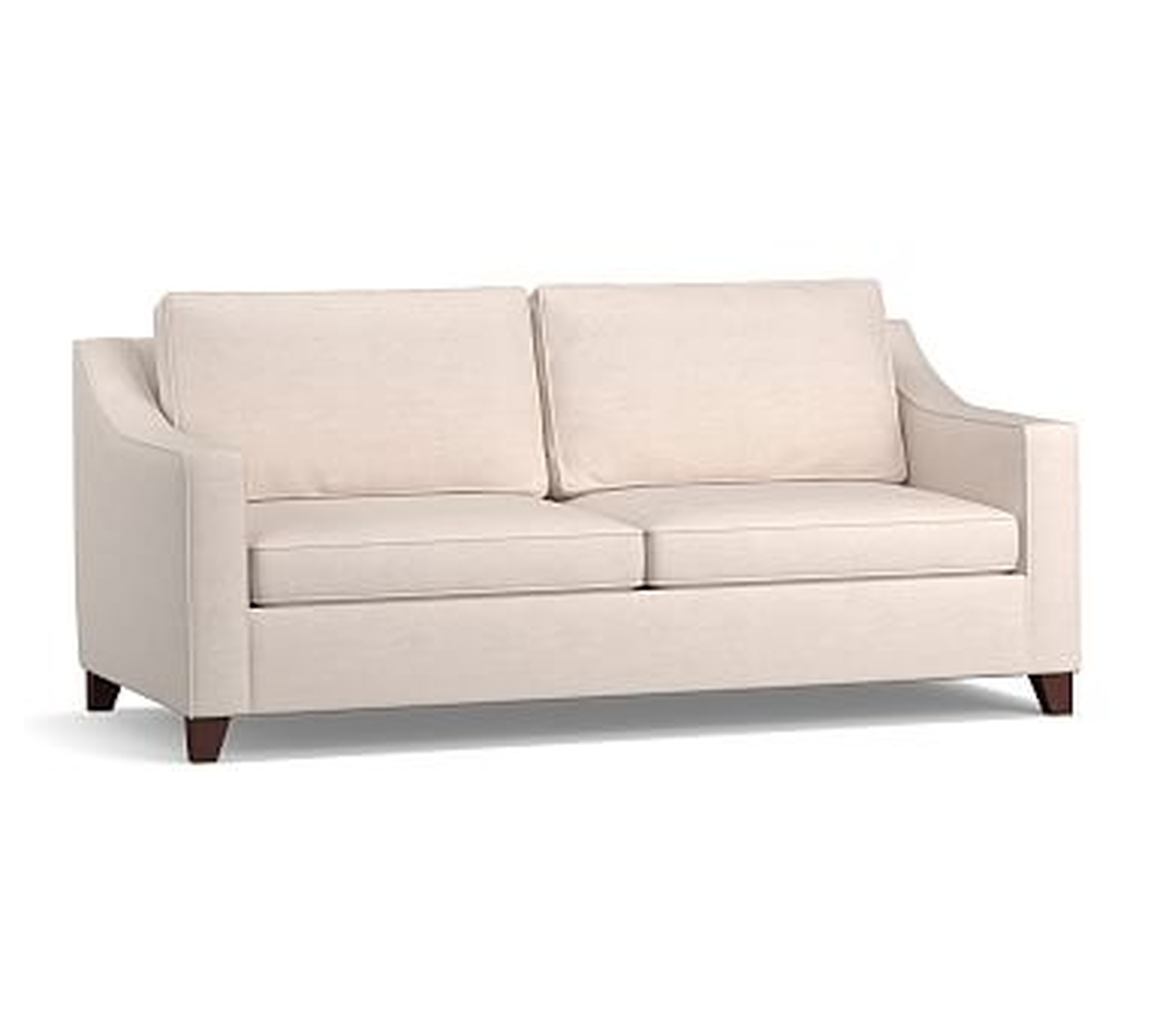 Cameron Slope Arm Upholstered Deep Seat Sofa 2-Seater 85", Polyester Wrapped Cushions, Performance Tweed Ecru - Pottery Barn