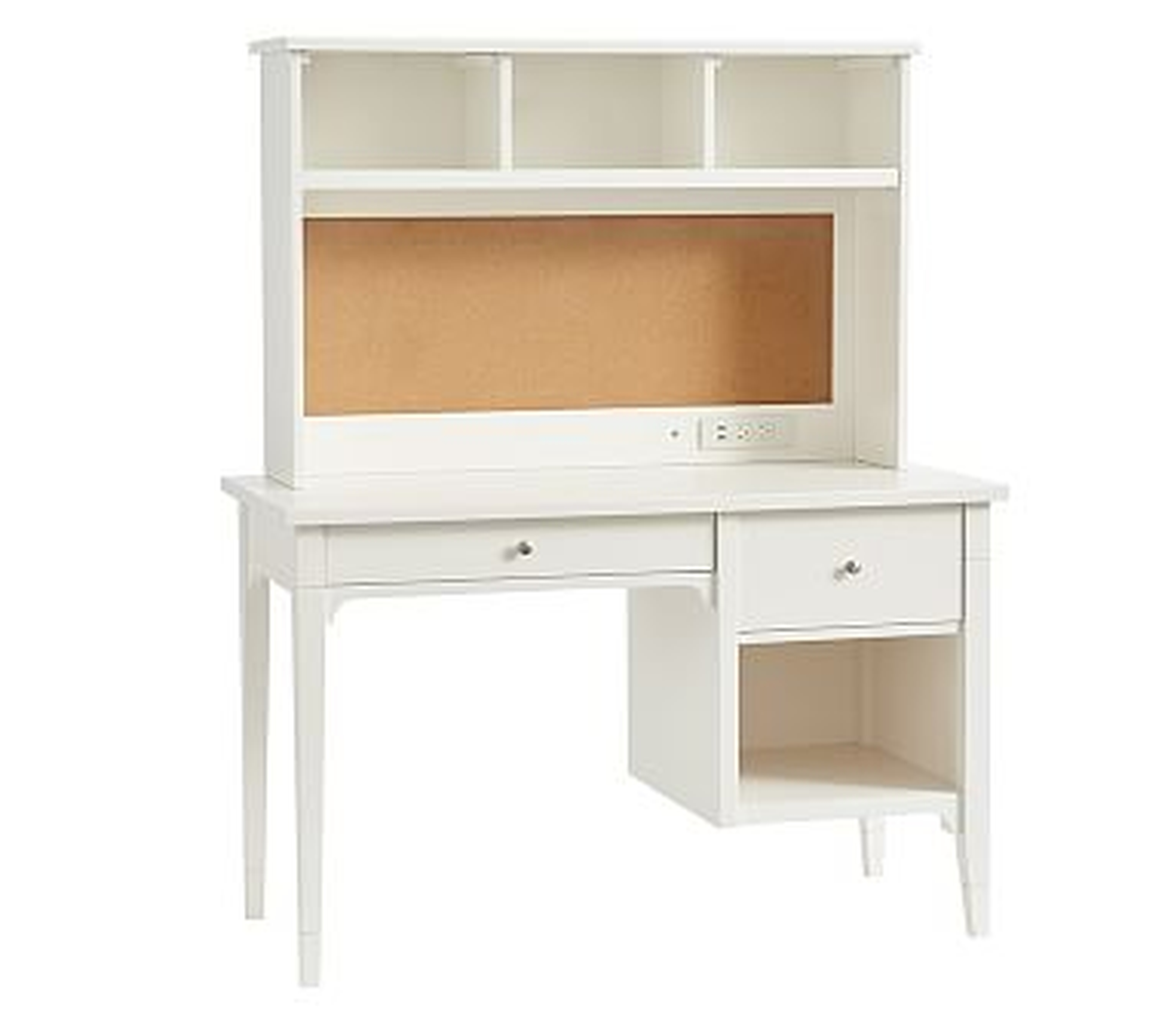 Morgan Storage Desk &amp; Tech Hutch Set, Simply White, Standard UPS Delivery - Pottery Barn Kids
