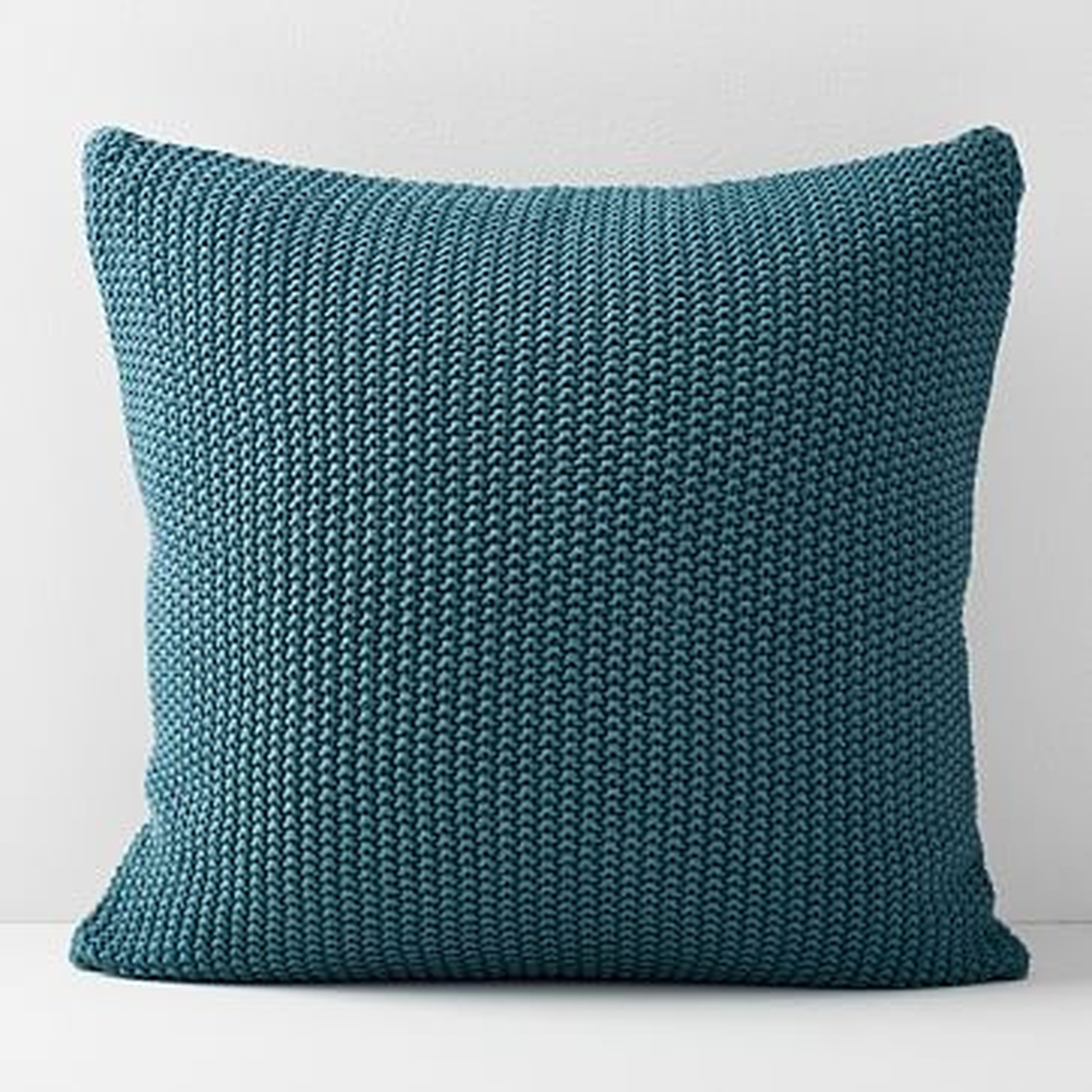Cotton Knit Pillow Cover, Mineral Blue - West Elm