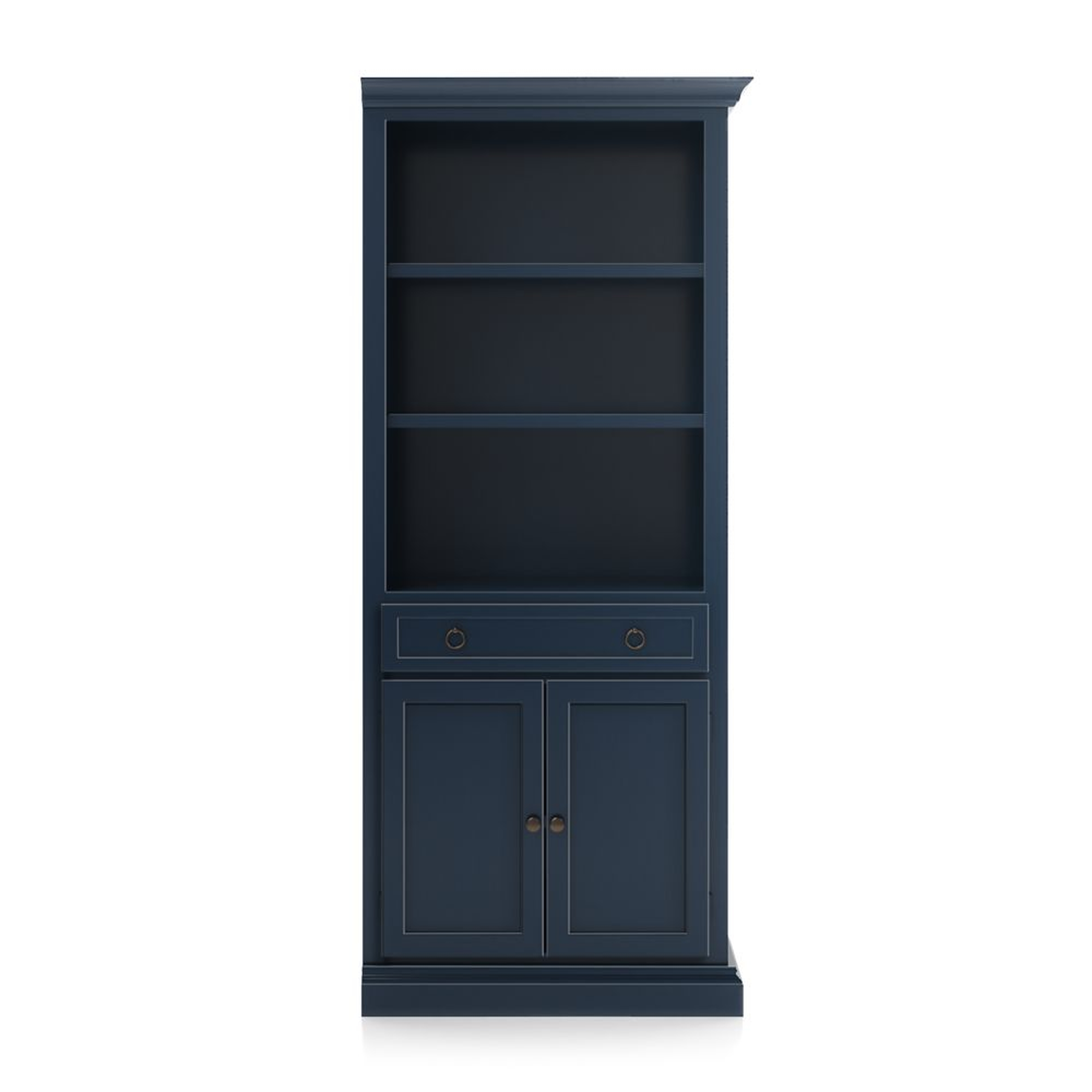 Cameo Indigo Storage Bookcase with Right Crown - Crate and Barrel