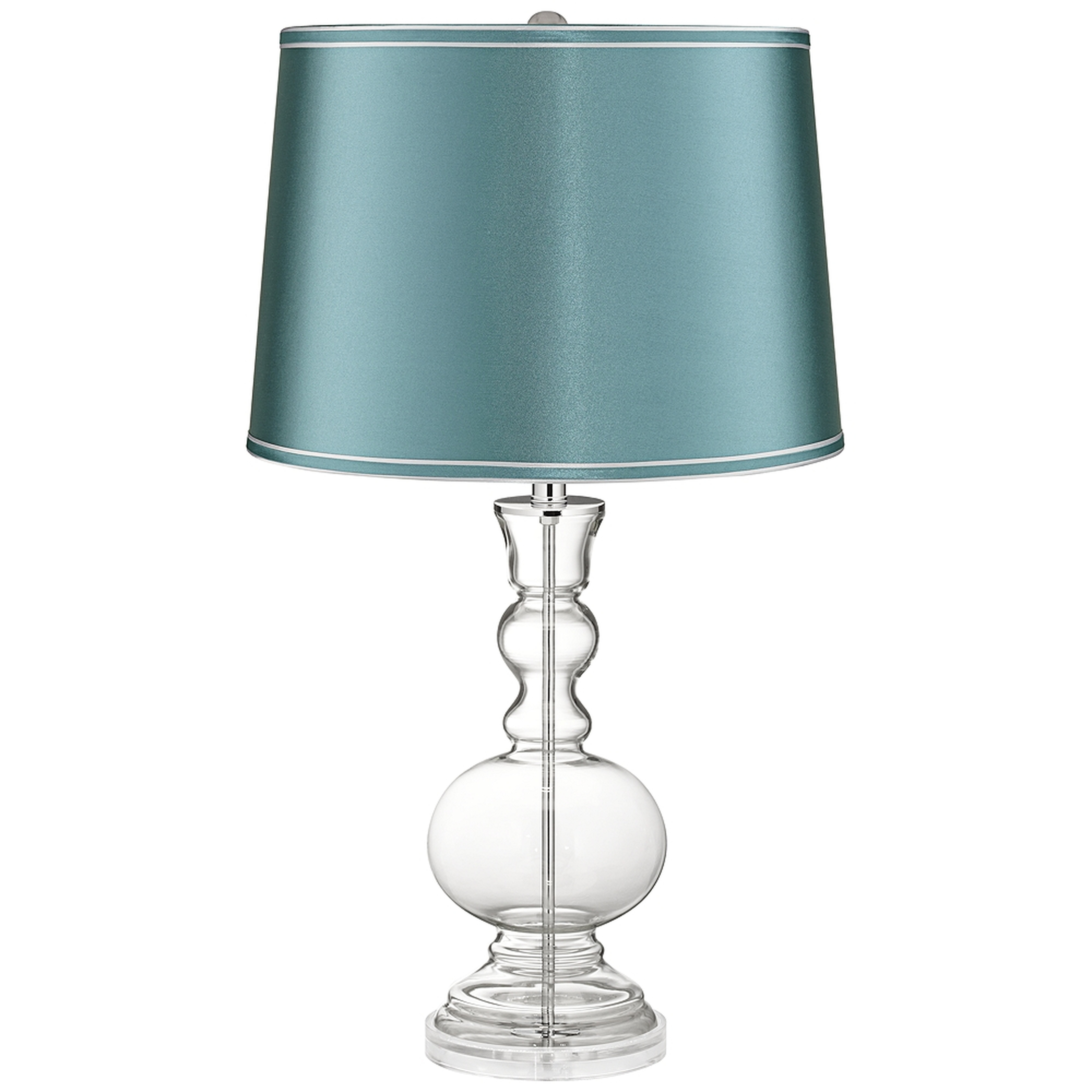 Clear Fillable Glass Teal Satin Shade Apothecary Table Lamp - Style # 62P16 - Lamps Plus