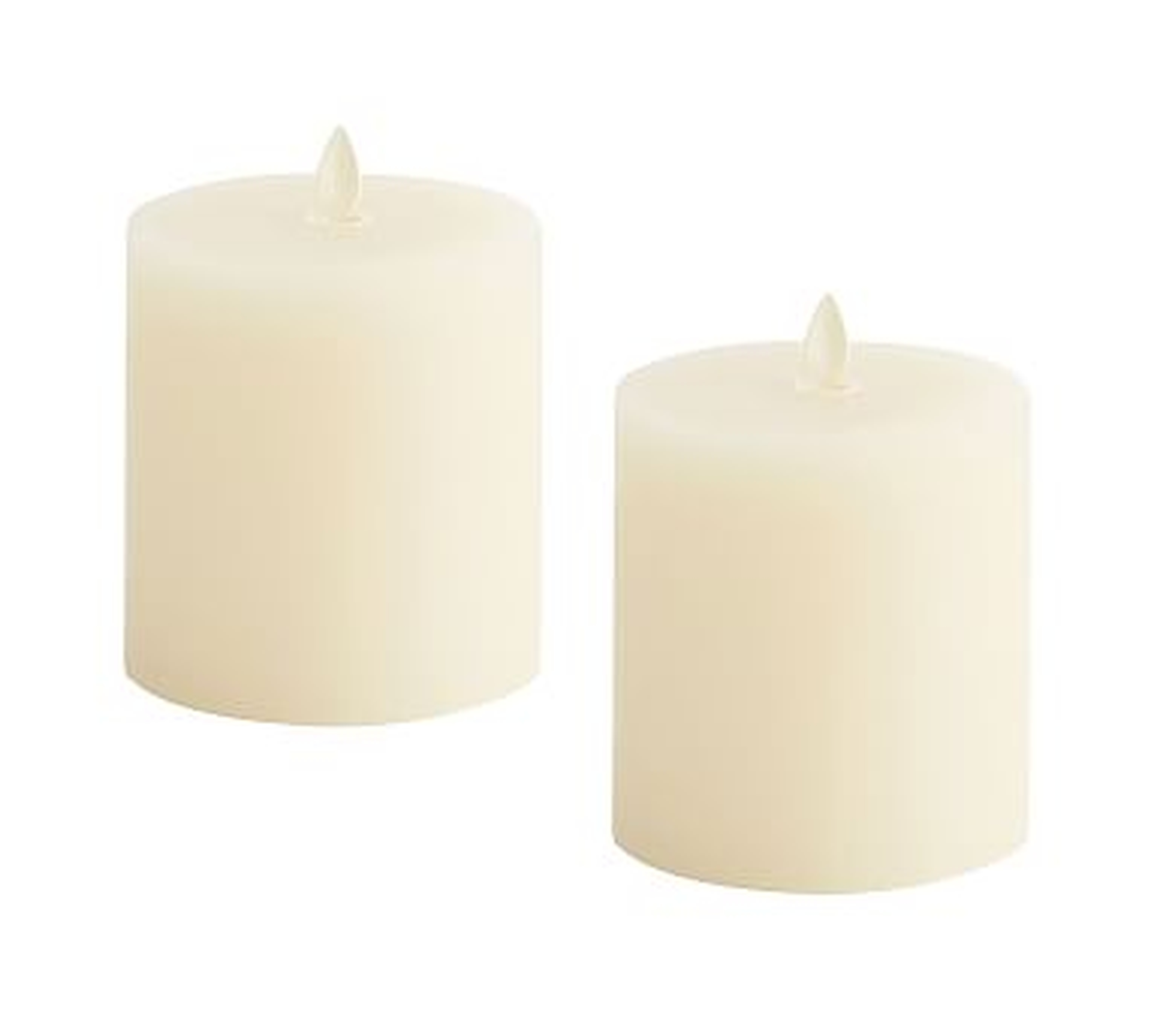 Premium Flickering Flameless Wax Pillar Candle, Set of 2, 4"x4.5" - Ivory - Pottery Barn