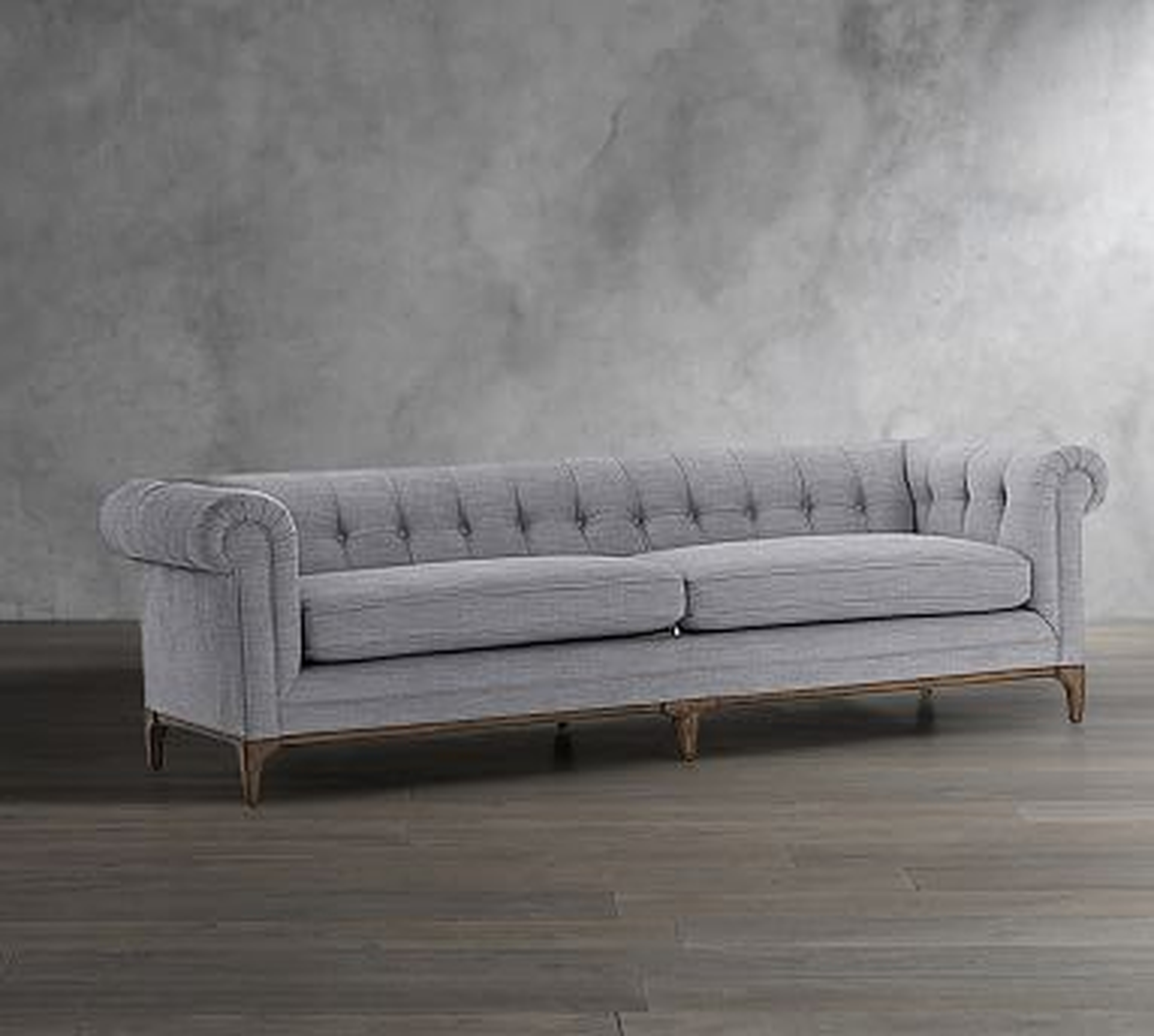 Calistoga Upholstered Sofa, Polyester Wrapped Cushions, Performance Everydayvelvet(TM) Navy - Pottery Barn
