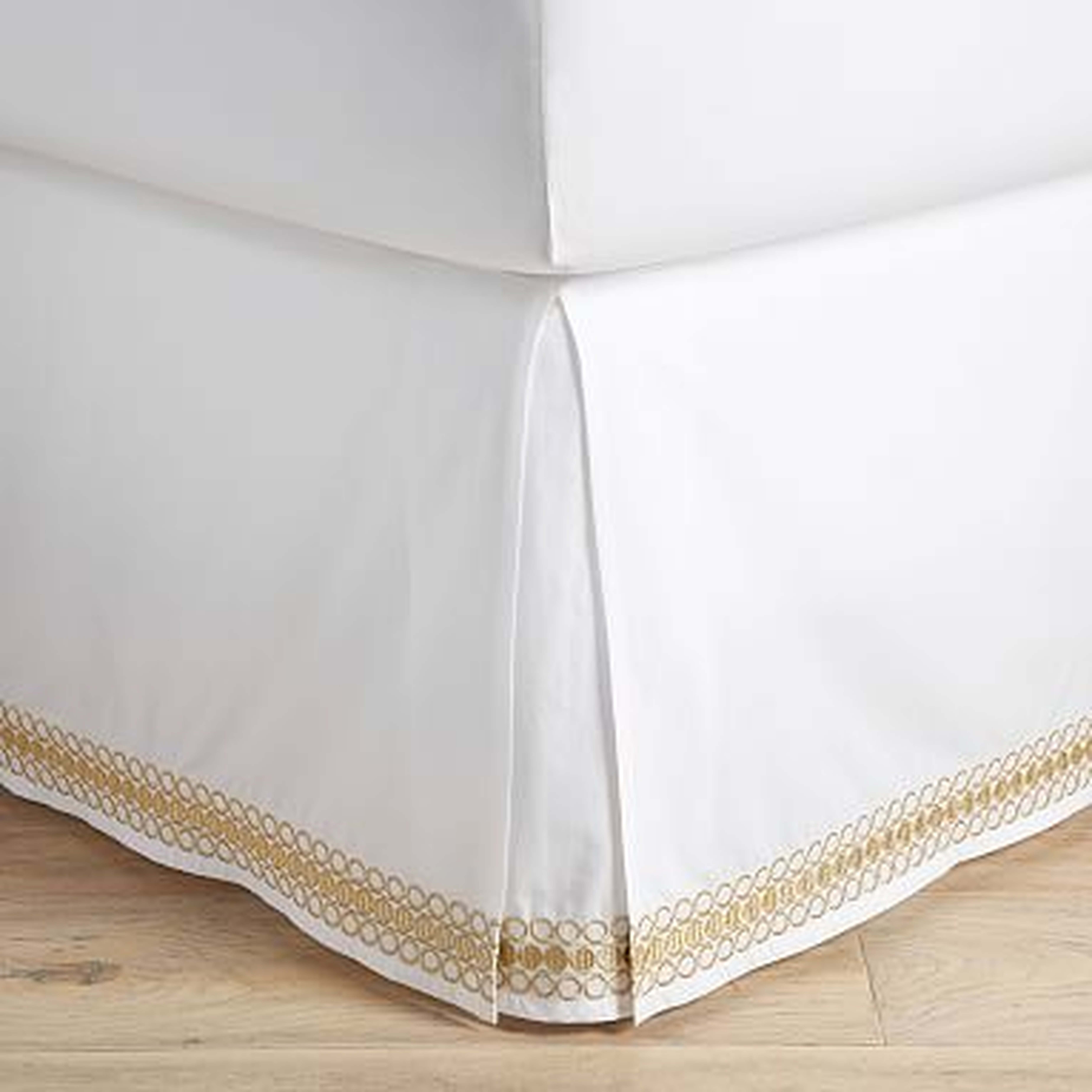 Lilly Pulitzer Organic Embroidered Trim Bed Skirt, Full, Gold - Pottery Barn Teen